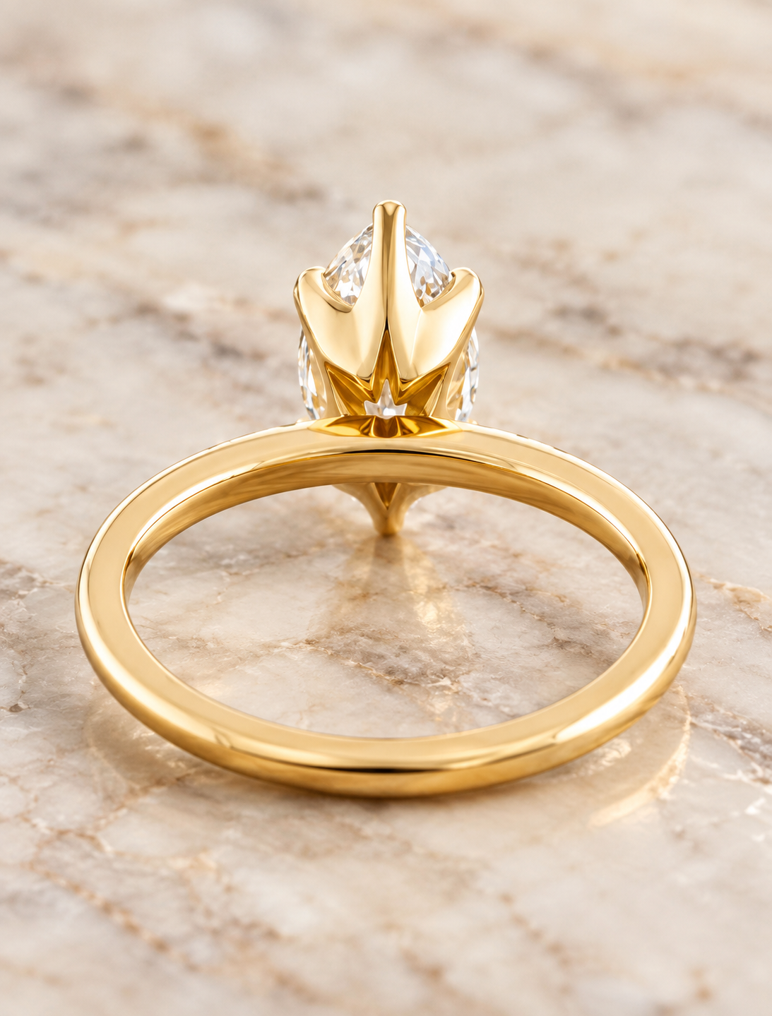 Marquise Lab Grown Diamond Engagement Ring Solitaire Pave Band 14K Yellow Gold IGI Certified
