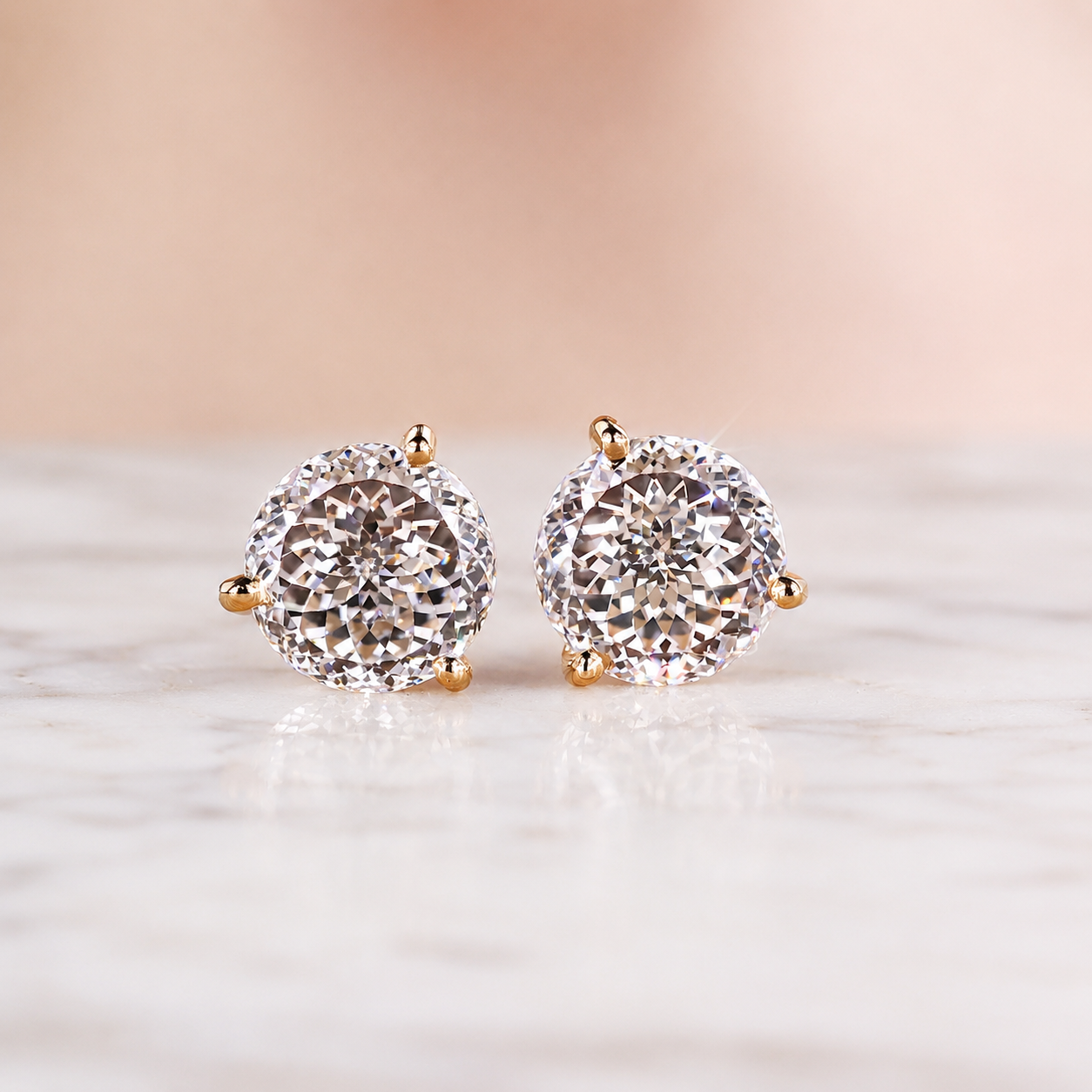 Portuguese Cut 2Ct Lab Grown Diamond Stud Earrings Martini Setting, E VVS2