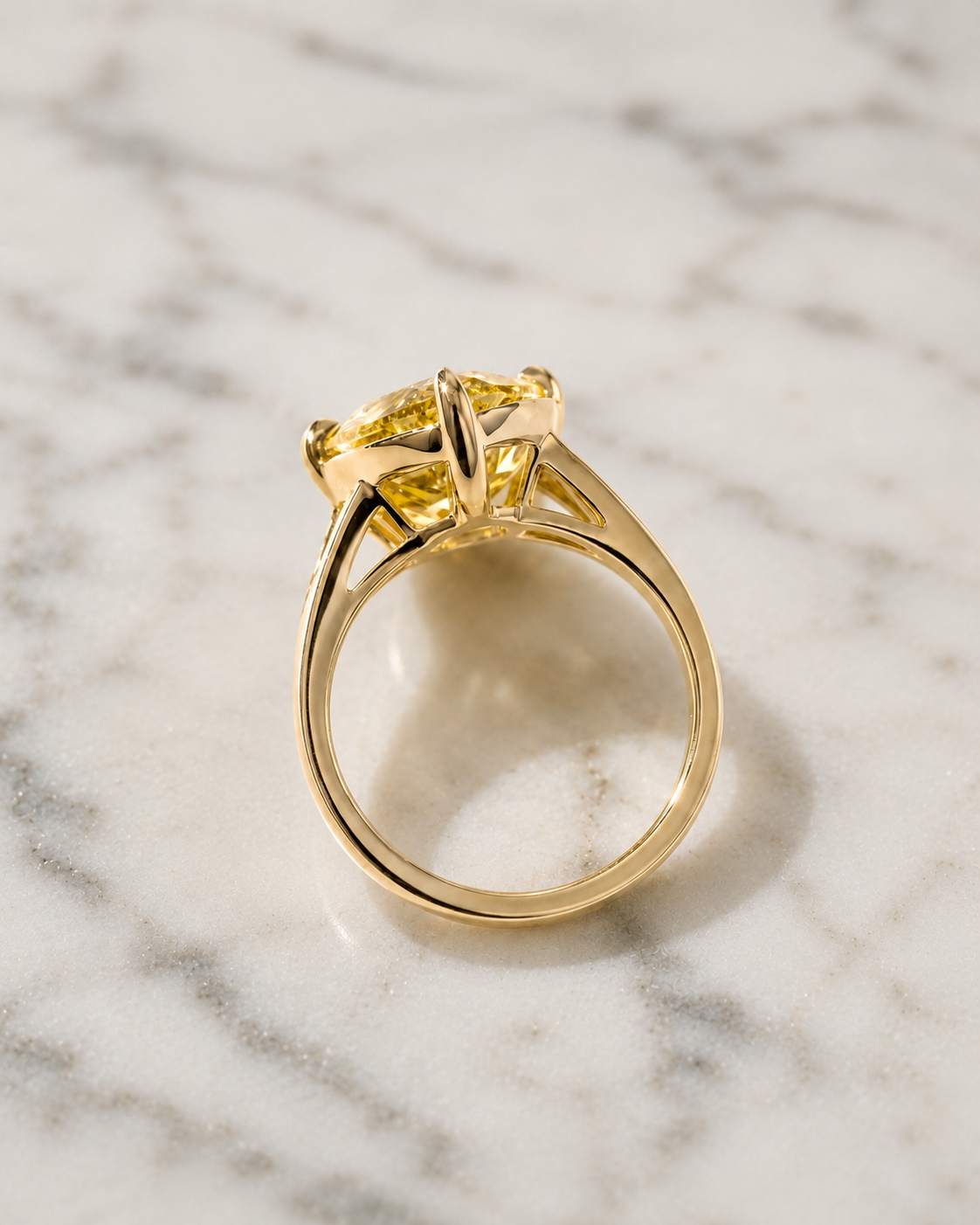 Fancy Yellow Oval Lab Grown Diamond Engagement Ring – Milgrain Bezel, 14K Gold