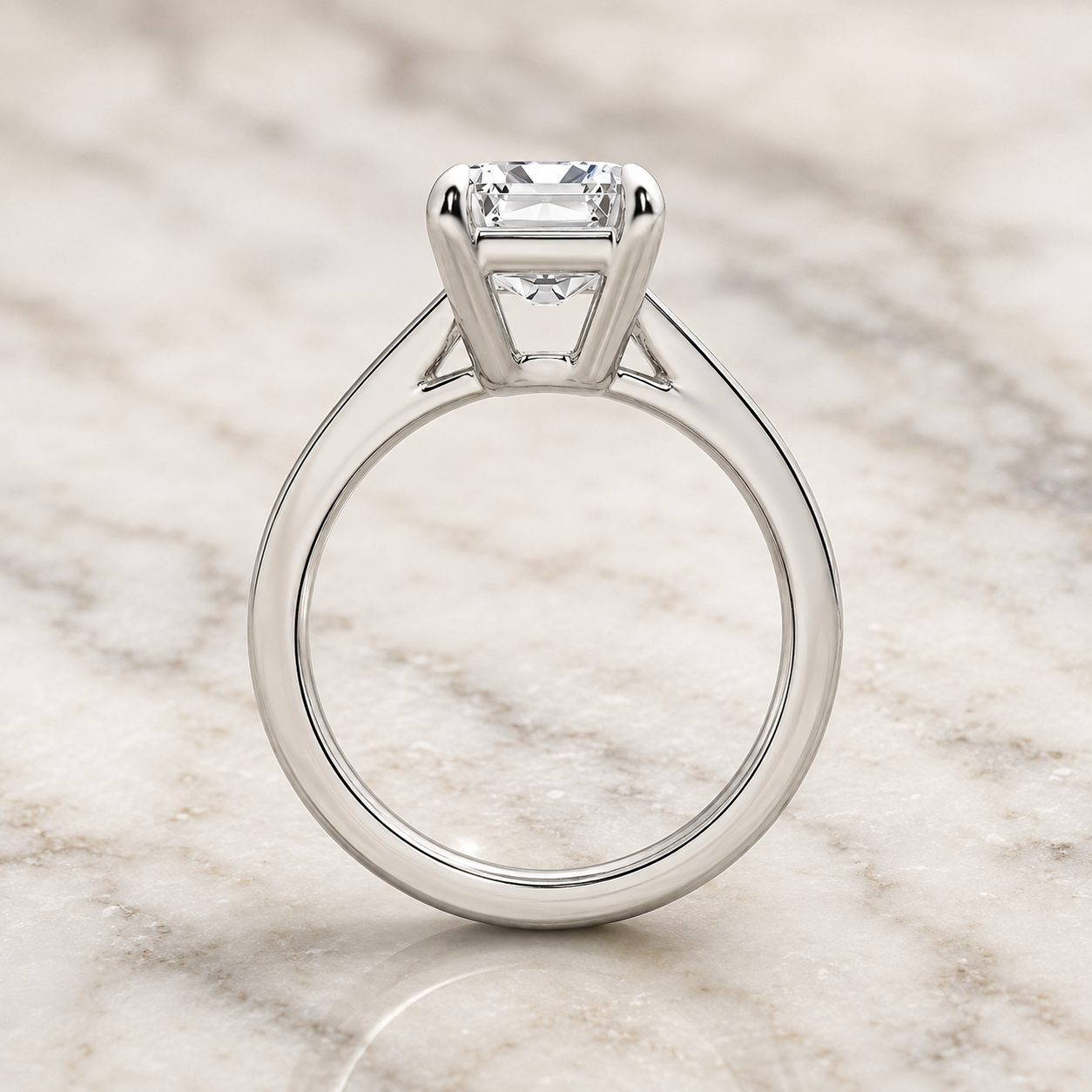 Emerald Cut Lab Grown Diamond Engagement Ring Solitaire Platinum IGI Certified 4 Carat E VVS2