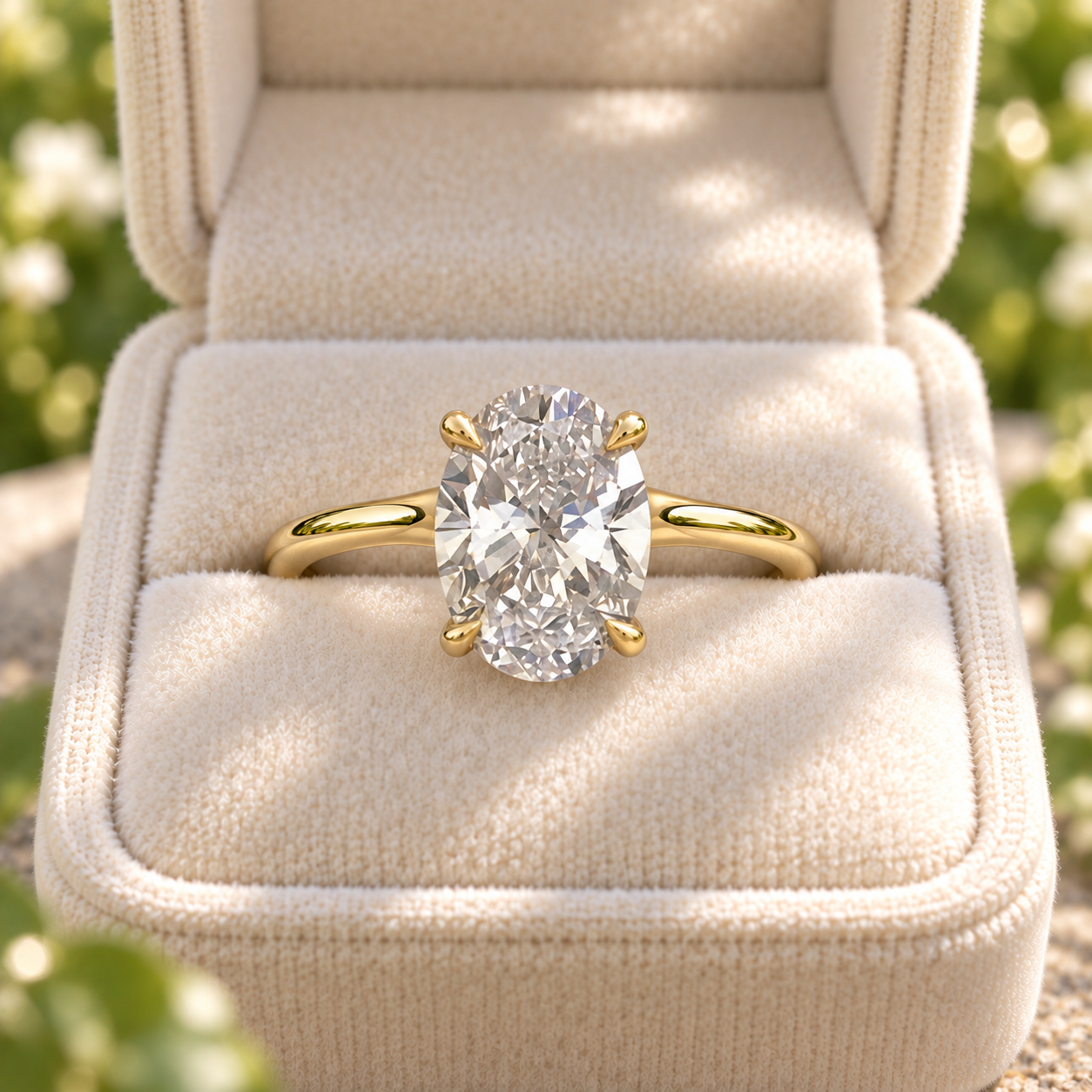 Oval Lab Grown Diamond Engagement Ring Solitaire 14K Yellow Gold IGI Certified