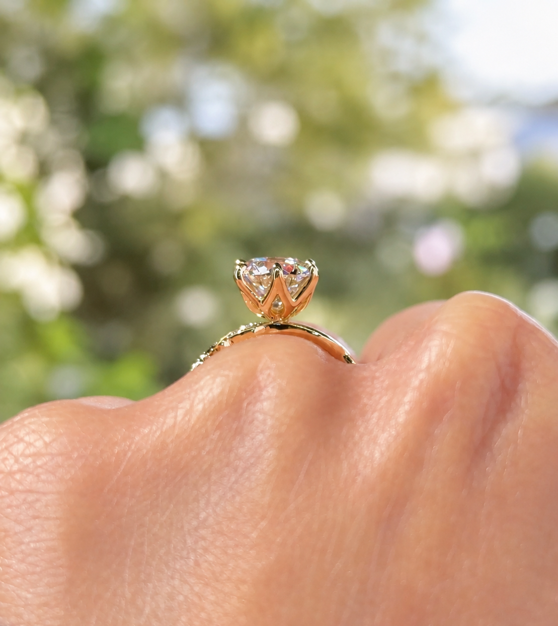 Round Lab Grown Diamond Engagement Ring Vintage Scroll Six-Prong 14K Yellow Gold IGI Certified 2ct E VVS2