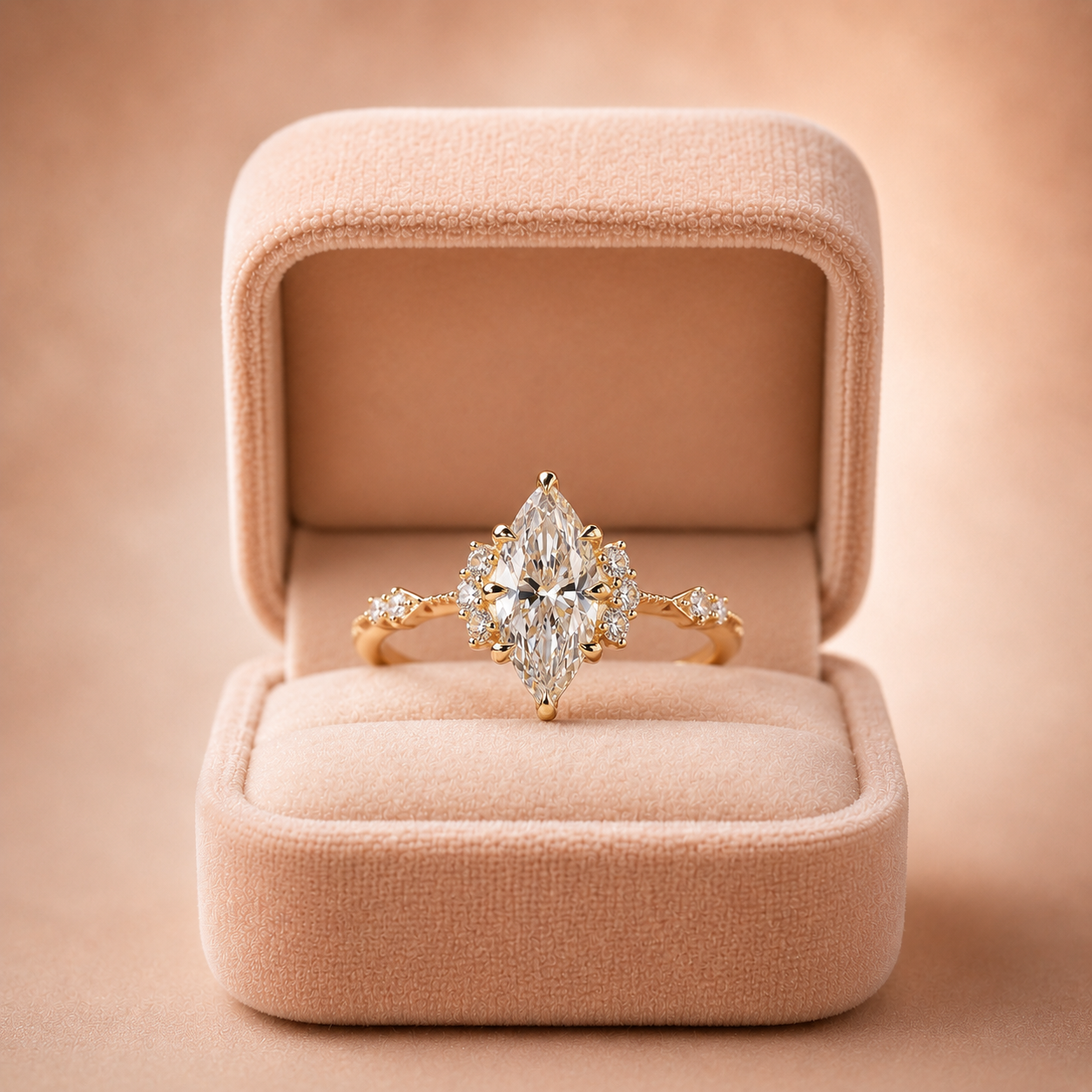 Marquise Lab Grown Diamond Engagement Ring  Vintage Halo Milgrain 14K Gold  IGI Certified 1 Carat E VVS2