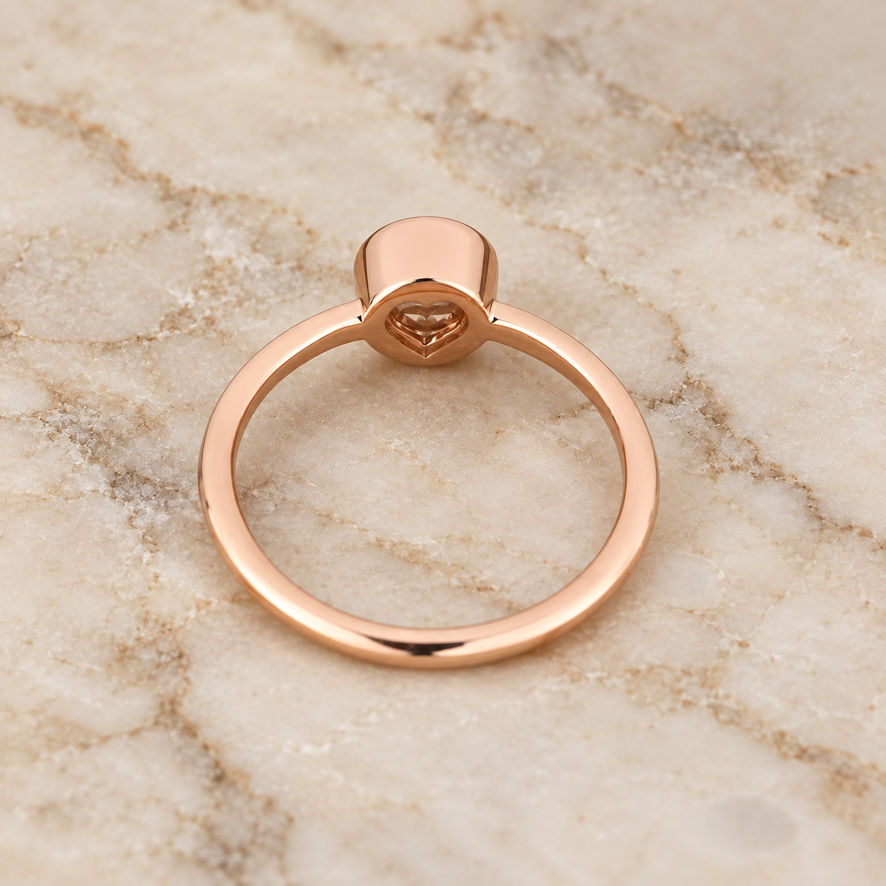 Round Lab Grown Diamond Engagement Ring Bezel Solitaire 14K Rose Gold IGI Certified E VVS2