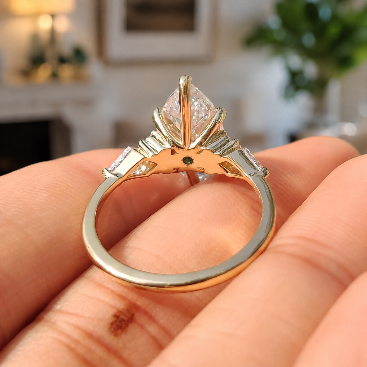 Marquise Lab Grown Diamond Engagement Ring Cluster Kite & Round Accents 14K Yellow Gold Artistic Halo Setting