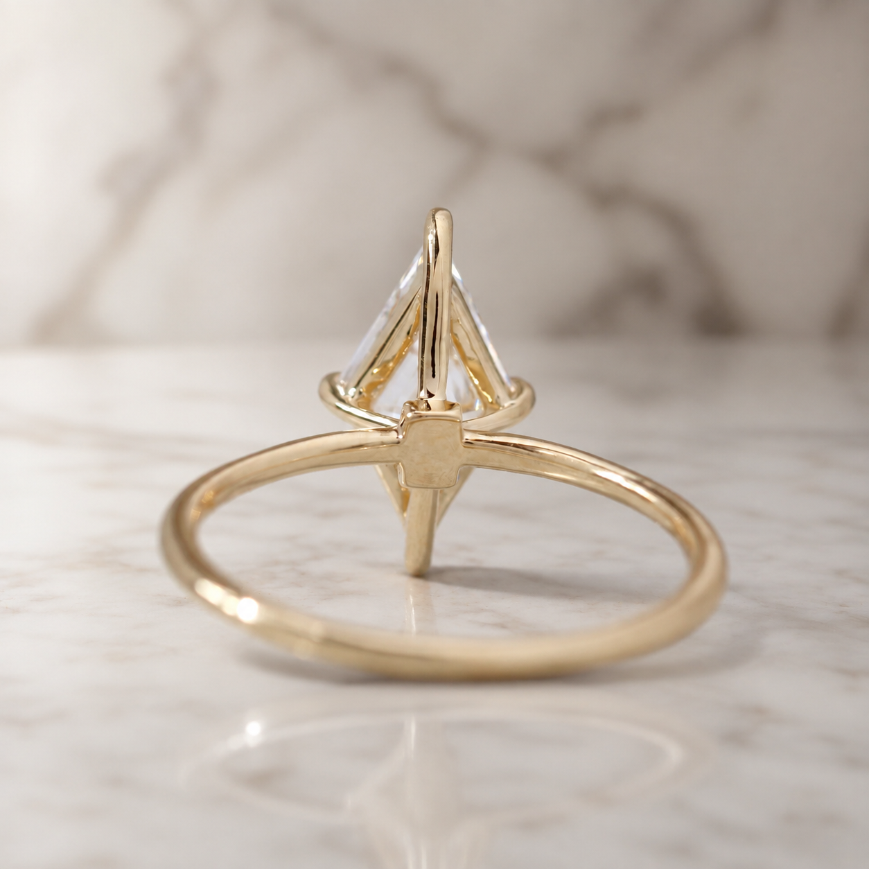 Kite Cut Lab Grown Diamond Engagement Ring Prong-Set Solitaire 14K Gold 2.7 Carat VVS2 E