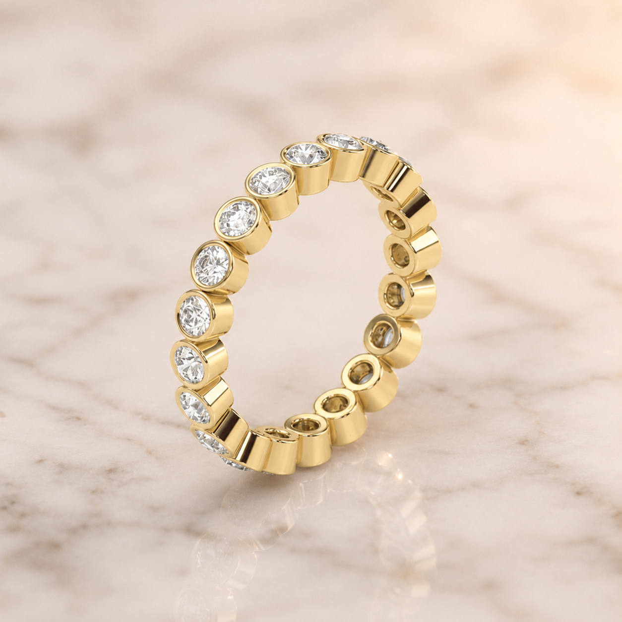 2.5 CTW Round Lab Grown Diamond Bezel Eternity Band – 14K Gold, VVS2 — view 2