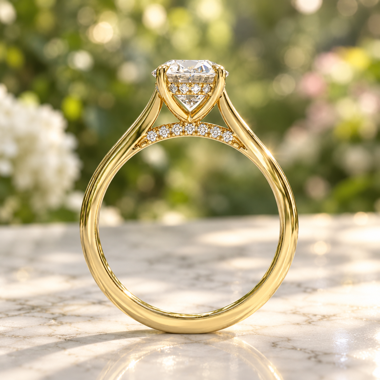 Oval Lab Grown Diamond Engagement Ring Solitaire 14K Yellow Gold IGI Certified