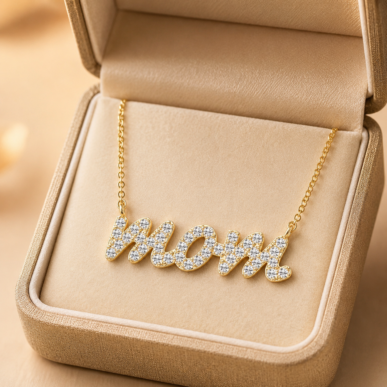 Round Lab Grown Diamond Nonna Name Pendant Necklace – 14K White Gold – 1/2ct E VVS2 Diamond-Set Letters