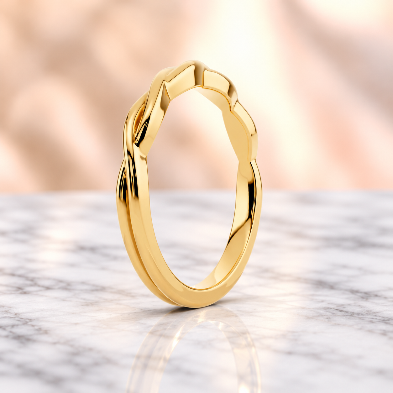 Twisted Wedding Band – Vine Twist 14K Yellow Gold – Stackable Ring for Her