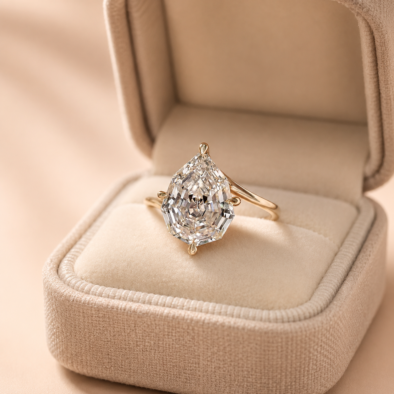 Pear Lab Grown Diamond Engagement Ring Bypass Solitaire 14K White Gold IGI Certified 2 Carat