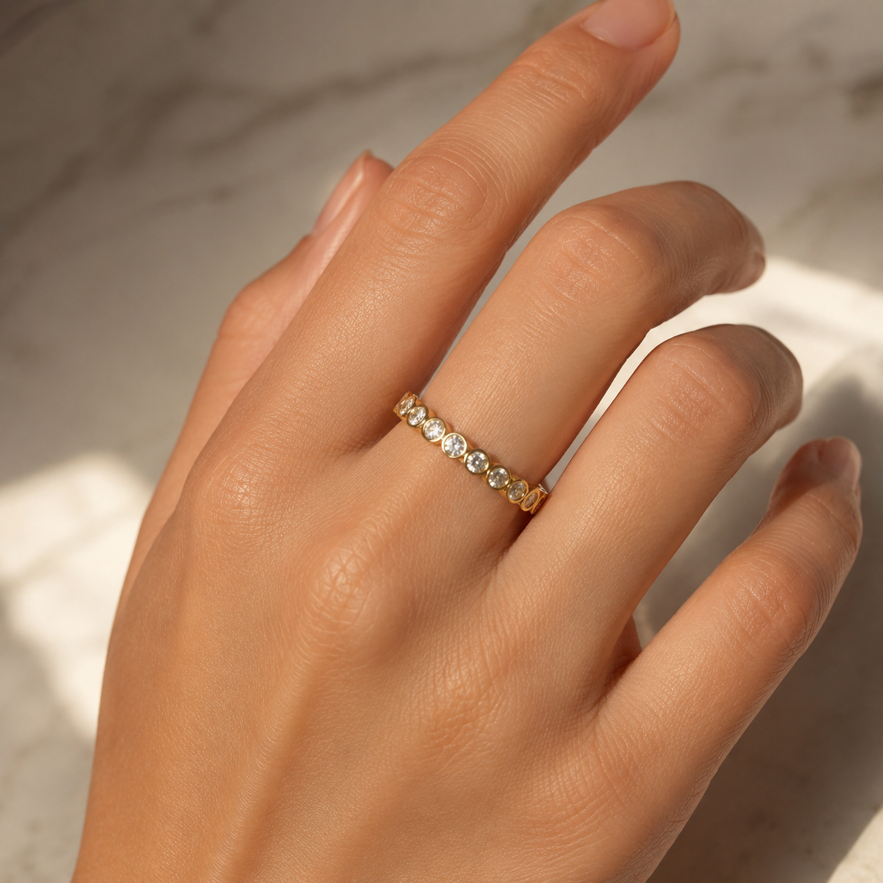 2.5 CTW Round Lab Grown Diamond Bezel Eternity Band – 14K Gold, VVS2 — view 6