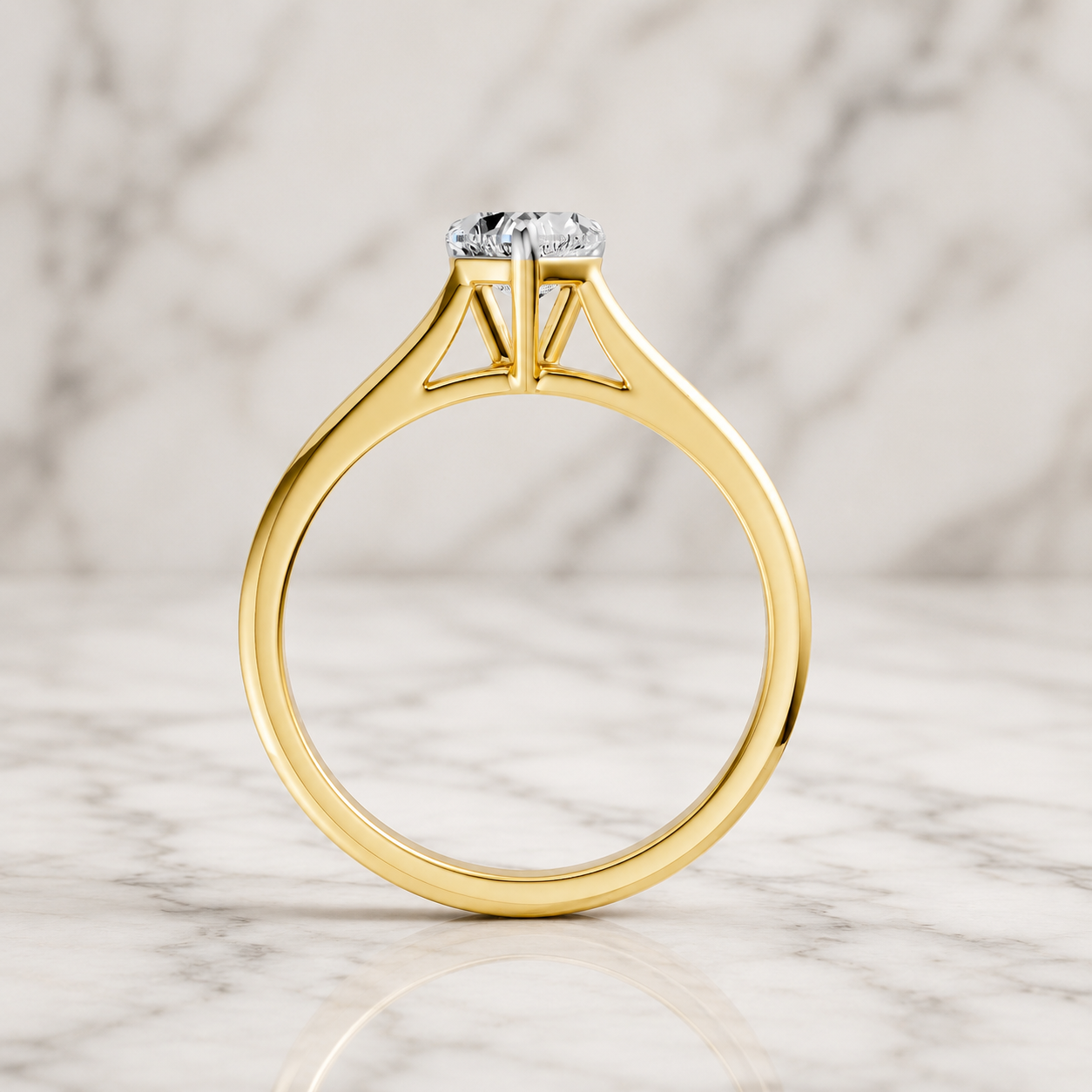 Heart Lab Grown Diamond Engagement Ring Solitaire 18K Gold IGI Certified 1 Carat E VVS2