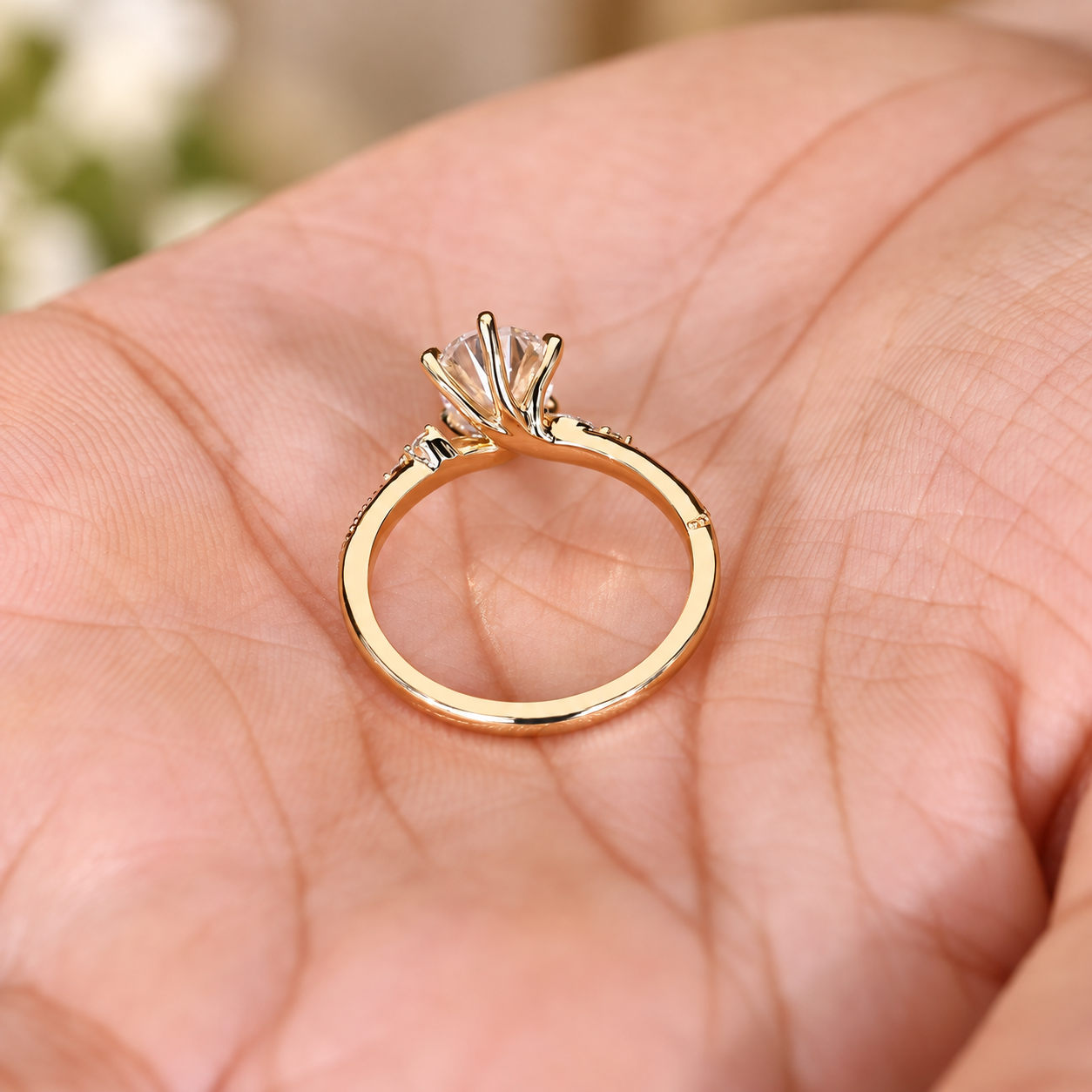 Pear Lab Grown Diamond Engagement Ring Vintage Side Stone 14K Yellow Gold IGI Certified 1.5 Carat