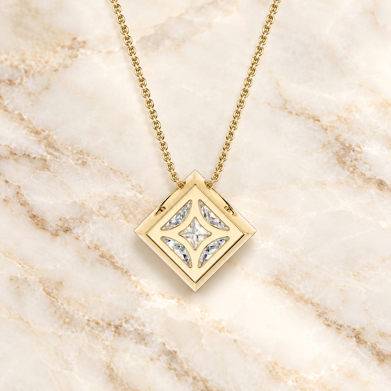 Princess Cut Lab Diamond Pendant Necklace Bezel Solitaire 14K Gold IGI Certified E VVS2