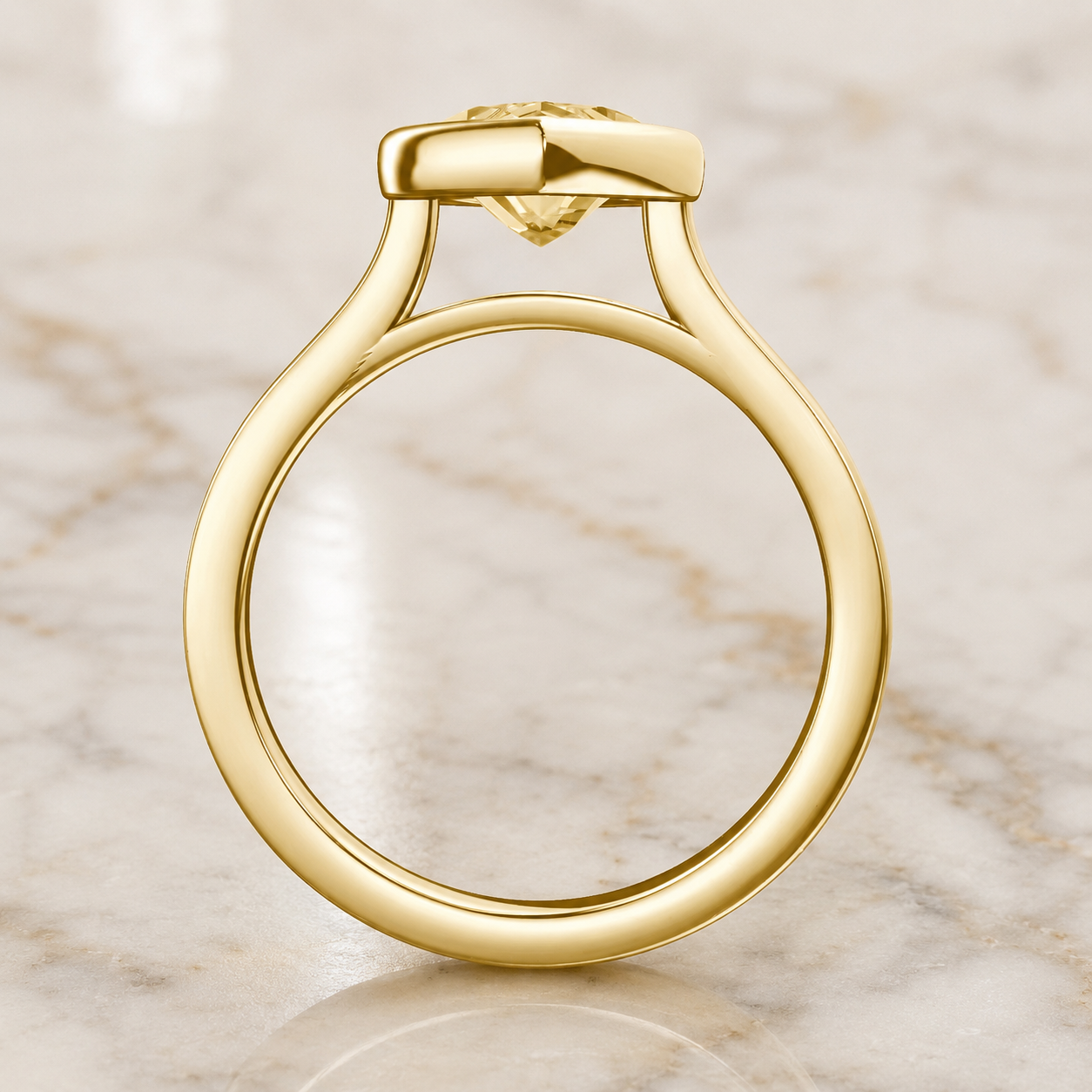 Yellow Marquise Lab Grown Diamond Engagement Ring Cathedral Bezel 14K Yellow Gold – Solitaire Setting