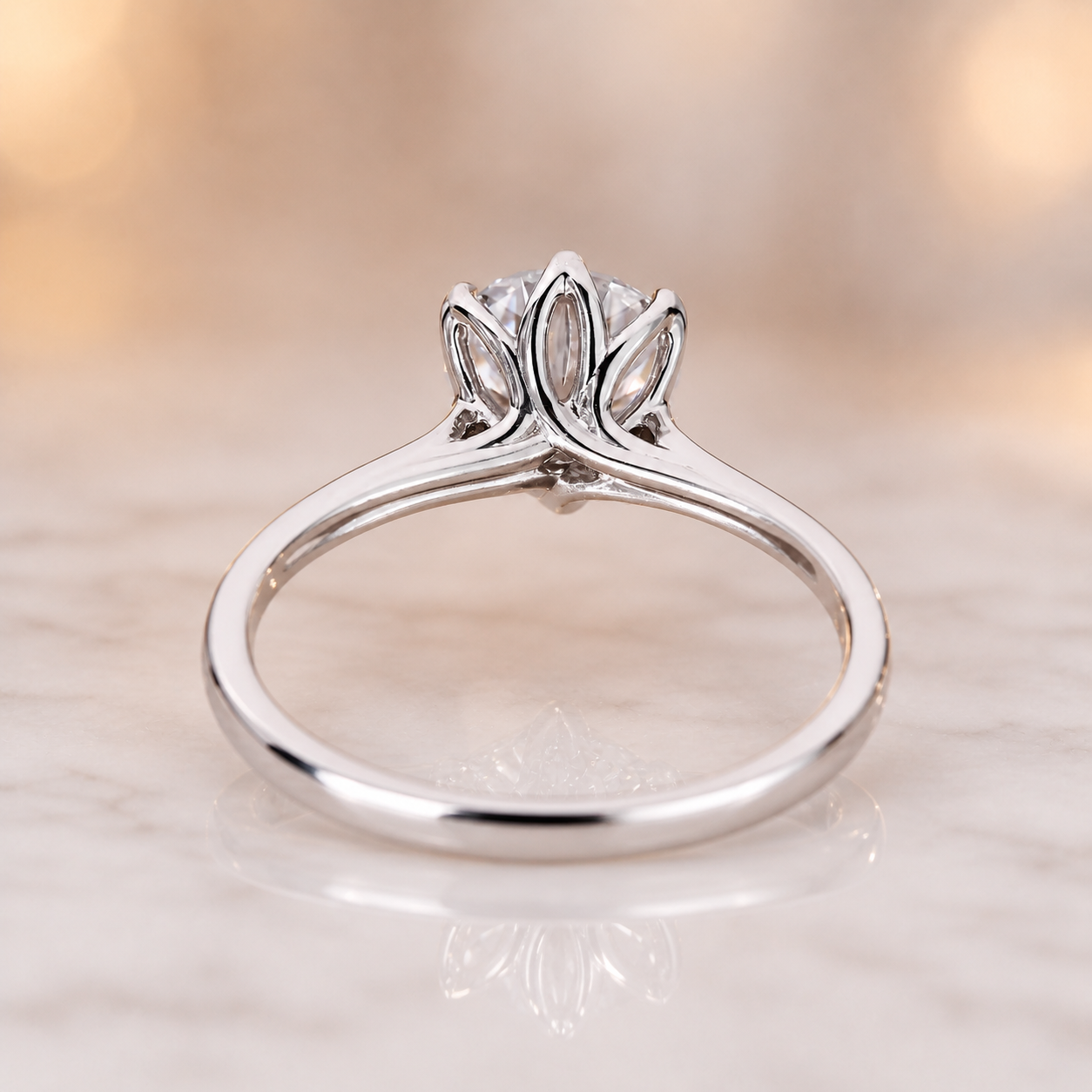 Round Lab Grown Diamond Engagement Ring Solitaire Tulip Basket 14K Gold IGI Certified 2 Carat EVVS2