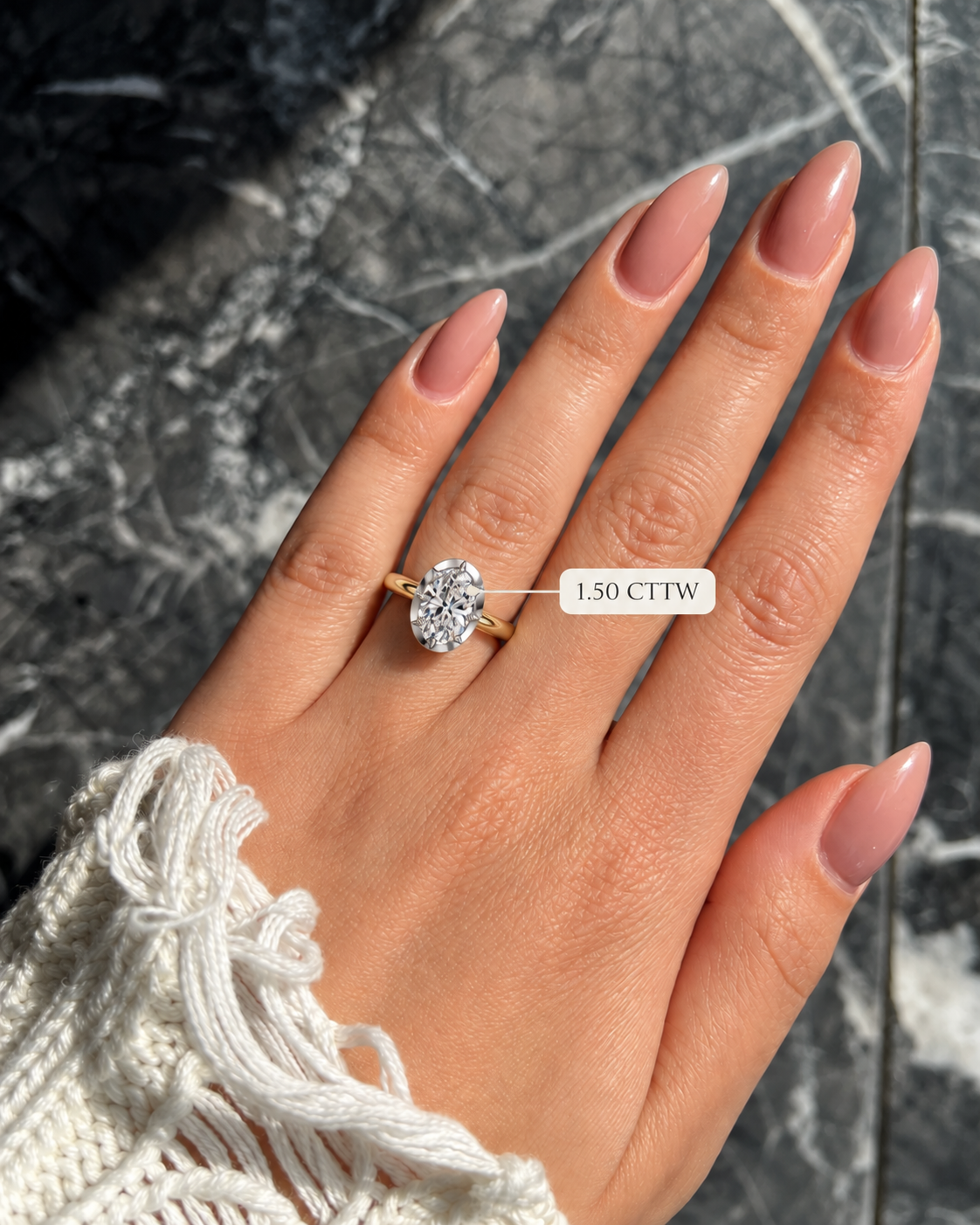 Oval Cut Lab Grown Diamond Engagement Ring Solitaire Platinum & Yellow Gold Vintage Bezel Setting