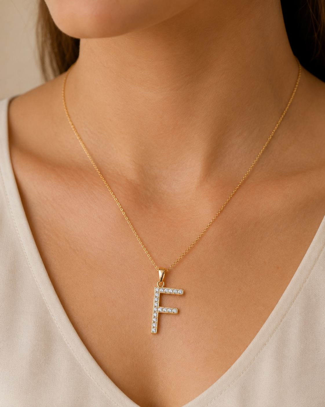  Lab Grown Diamond  Initial F Pendant 14K White Gold E VVS2 IGI Certified