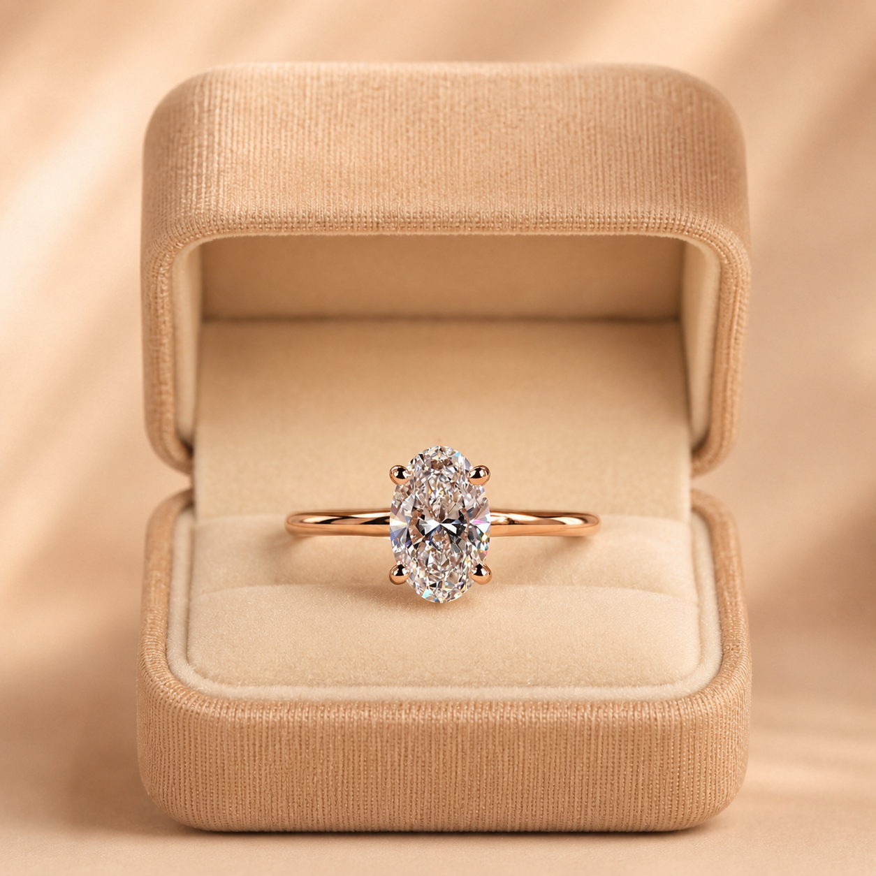 Oval Lab Grown Diamond Engagement Ring Solitaire 14K Rose Gold IGI Certified 2 Carat E VVS2