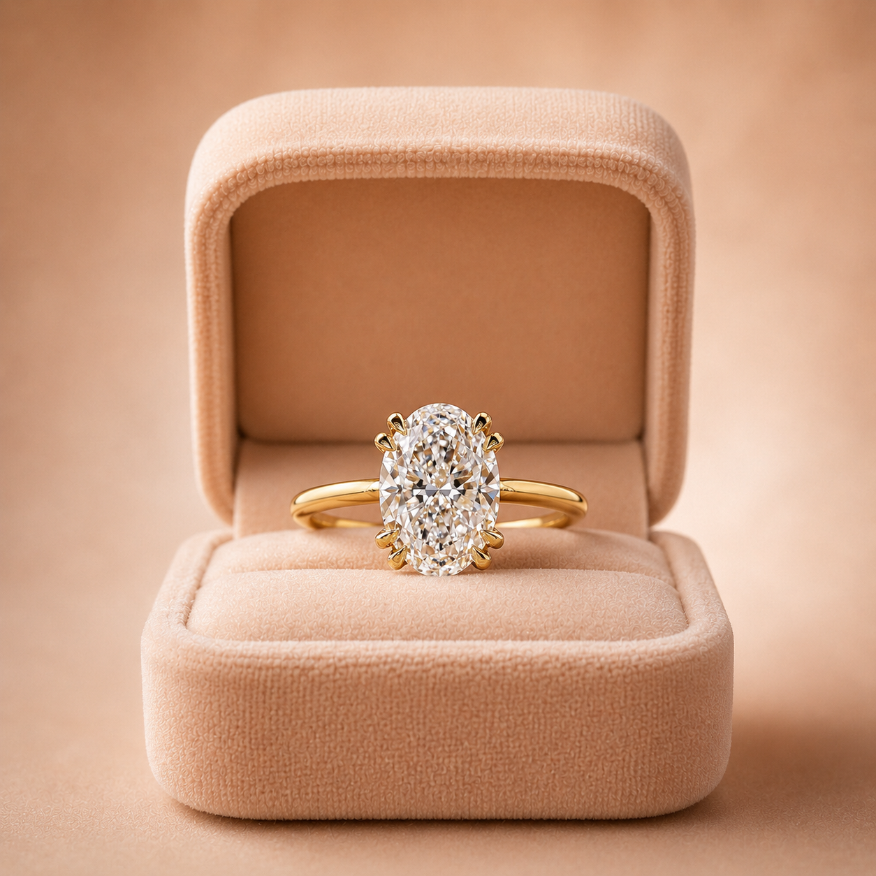 Oval Lab Grown Diamond Engagement Ring Double Claw Solitaire 14K White Gold – IGI Certified 2 Carat