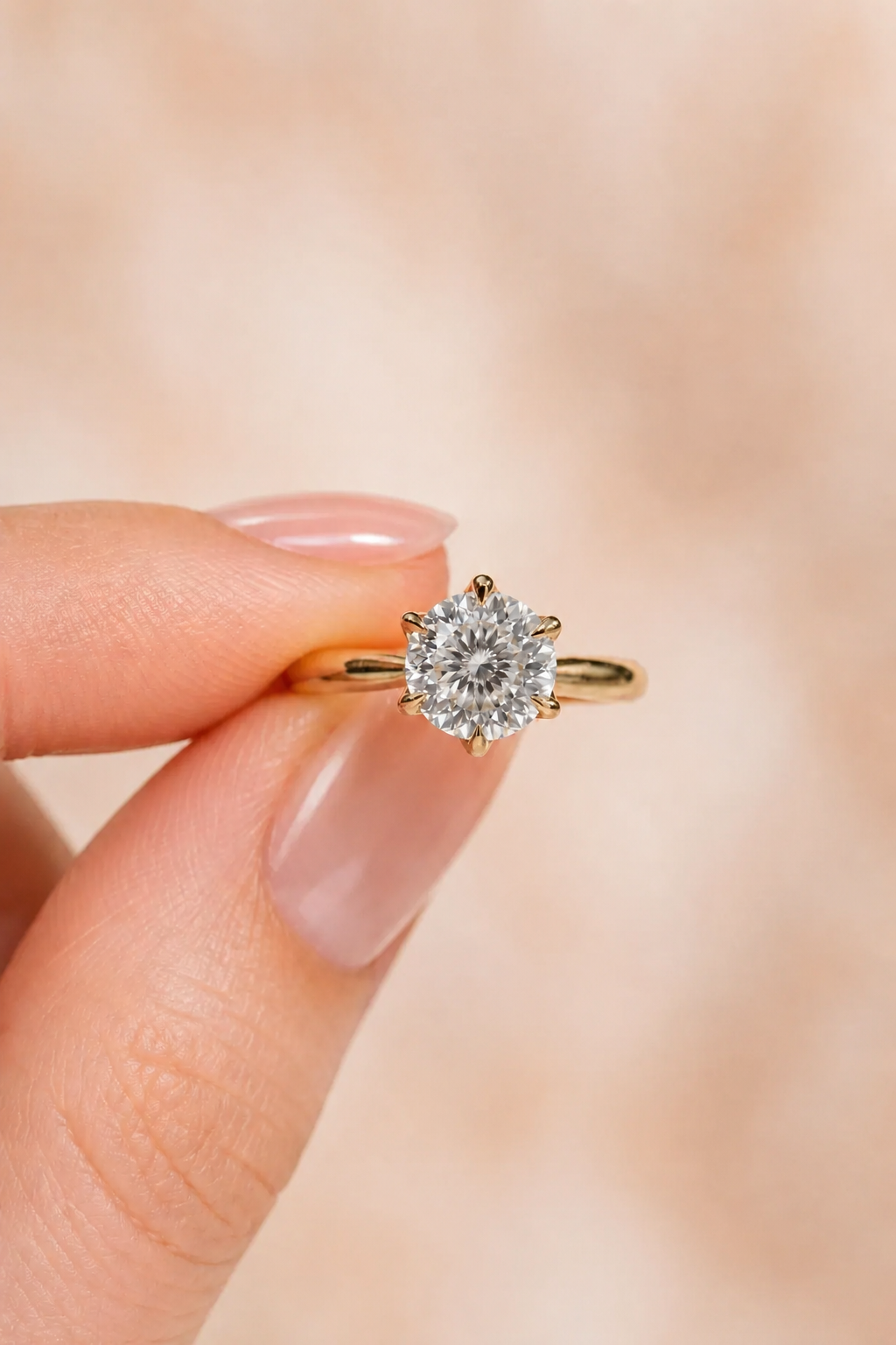 Portuguese Cut Lab Grown Diamond Engagement Ring – Floral Solitaire 14K Gold