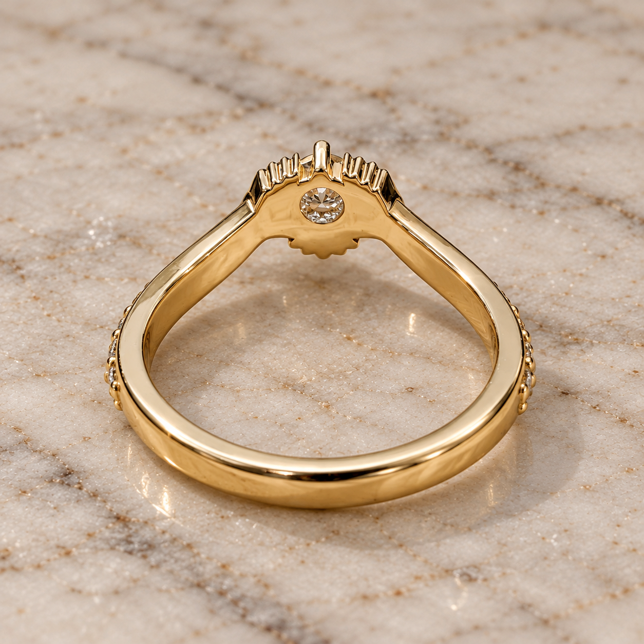 Round Lab Grown Diamond Claddagh Engagement Ring Pave 14K Yellow Gold IGI Certified