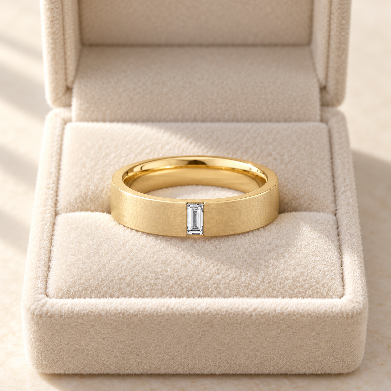 Brushed Single Baguette Band - Yellow Gold Design Reference Draft