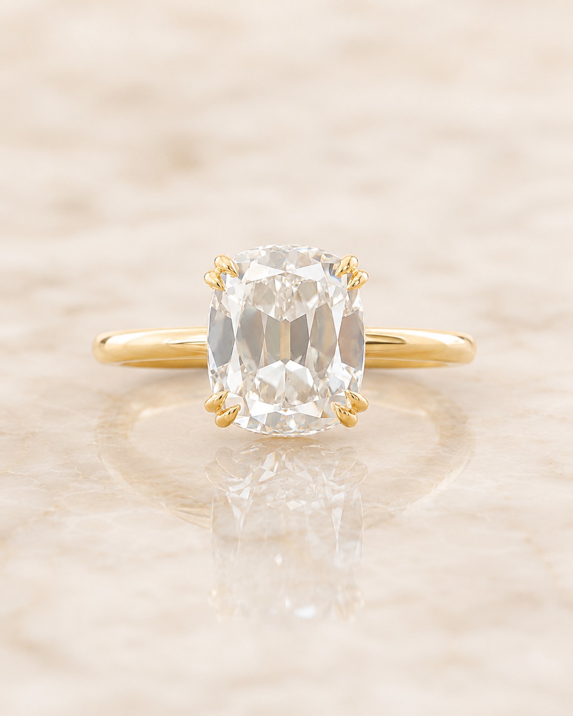 Cushion Cut Engagement Ring Old Mine Solitaire 925 Sterling Silver 4.00 ct VVS2 Elongated