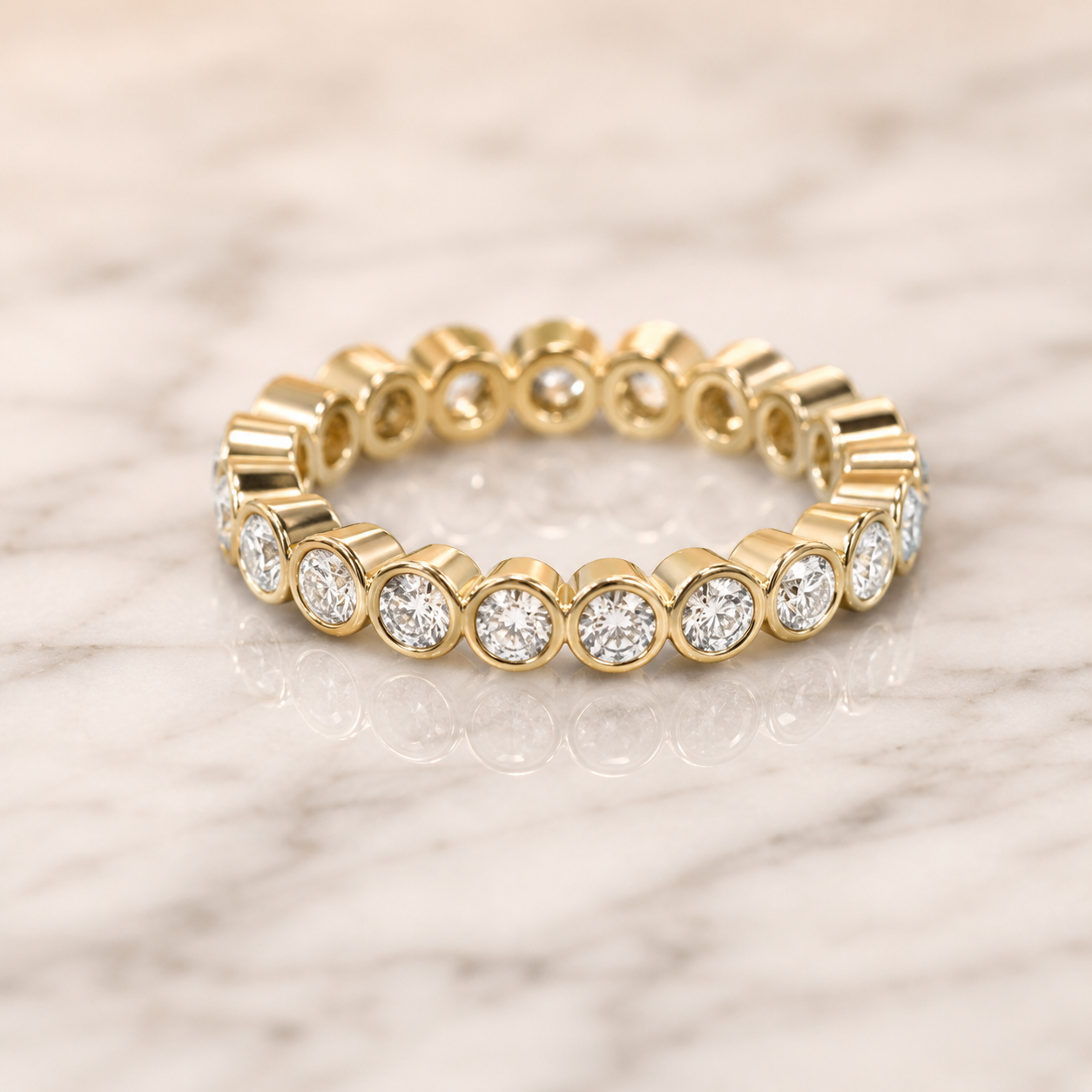 2.5 CTW Round Lab Grown Diamond Bezel Eternity Band – 14K Gold, VVS2 — view 4