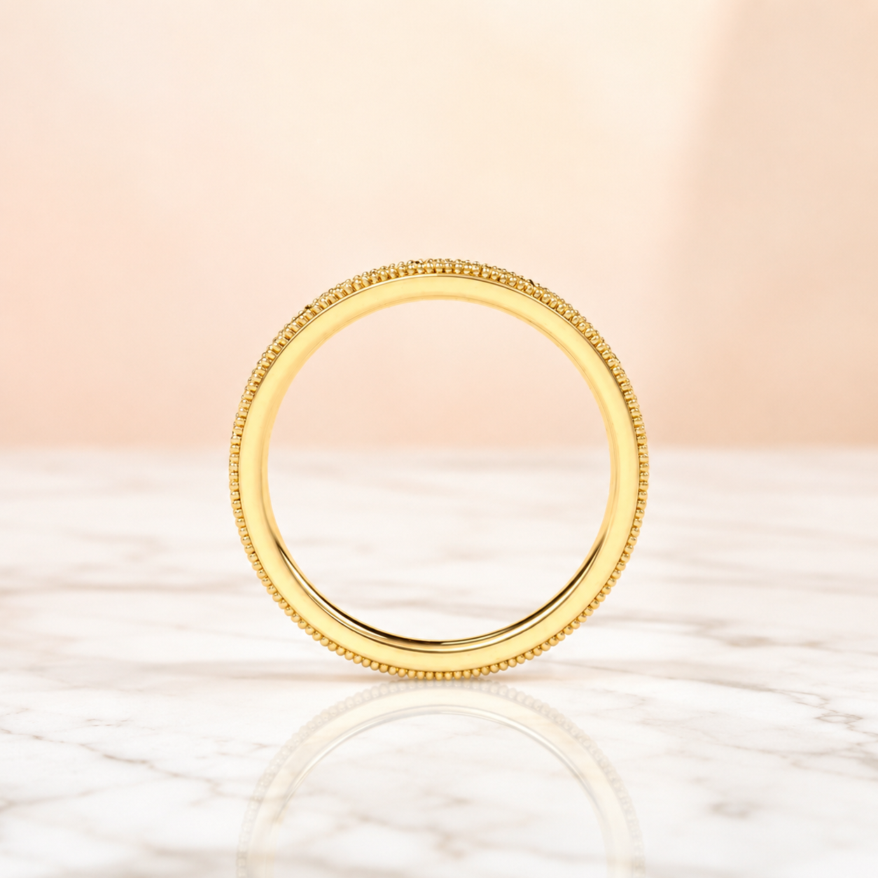 Vintage Floral Milgrain Wedding Band in Solid Gold  – 2.1mm