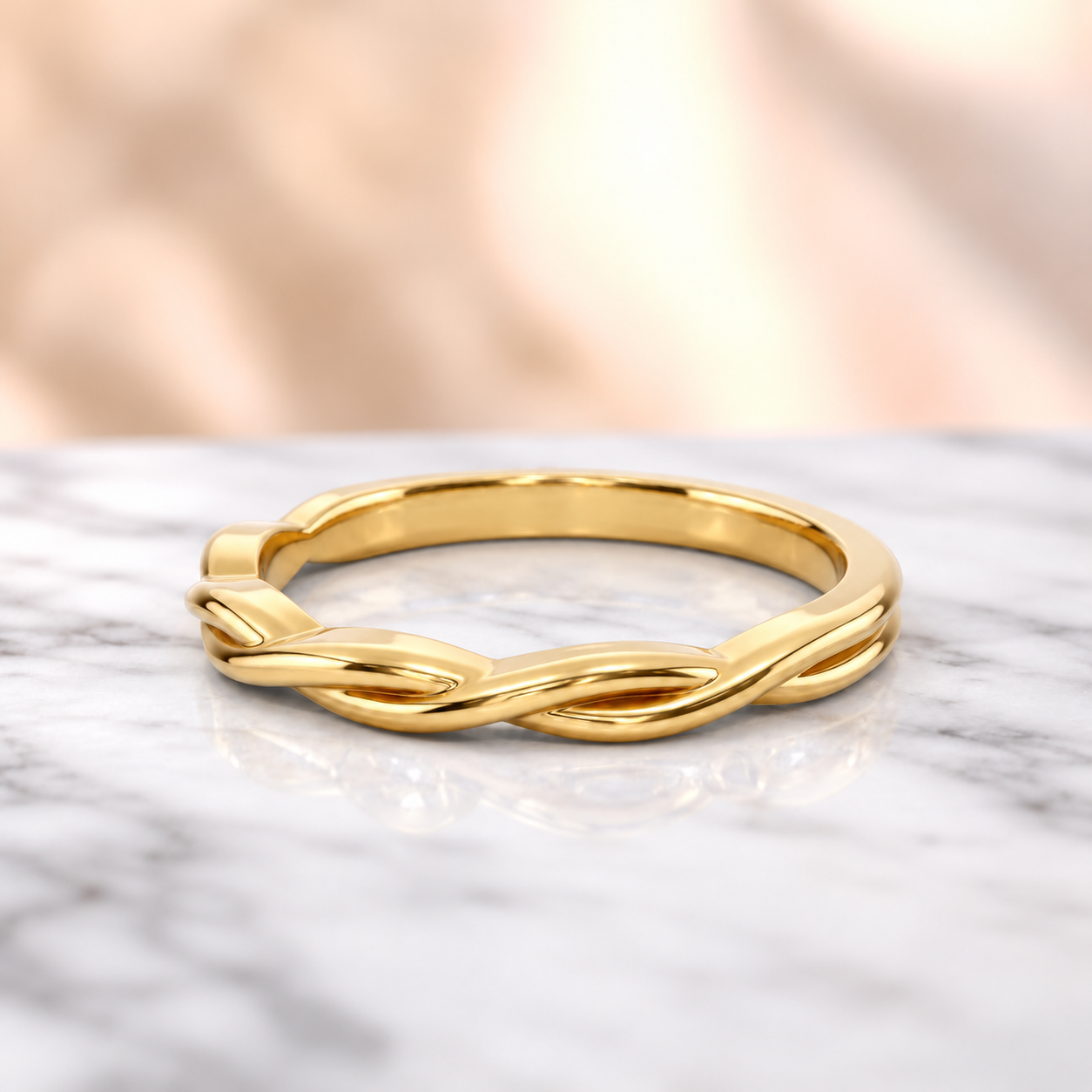 Twisted Wedding Band – Vine Twist 14K Yellow Gold – Stackable Ring for Her