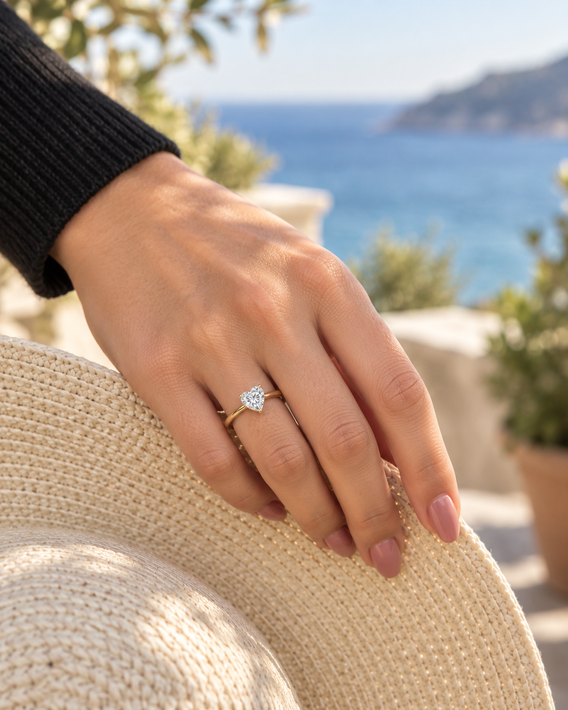 Heart Lab Grown Diamond Engagement Ring Solitaire 14K Yellow Gold IGI Certified