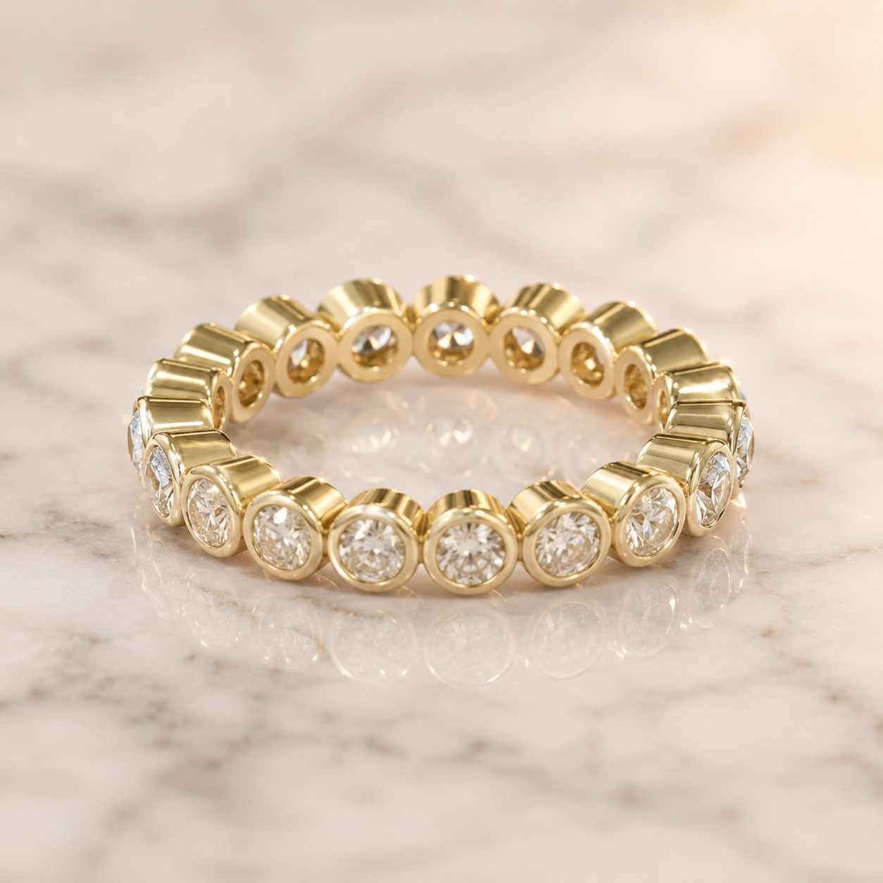 2.5 CTW Round Lab Grown Diamond Bezel Eternity Band – 14K Gold, VVS2 — view 3