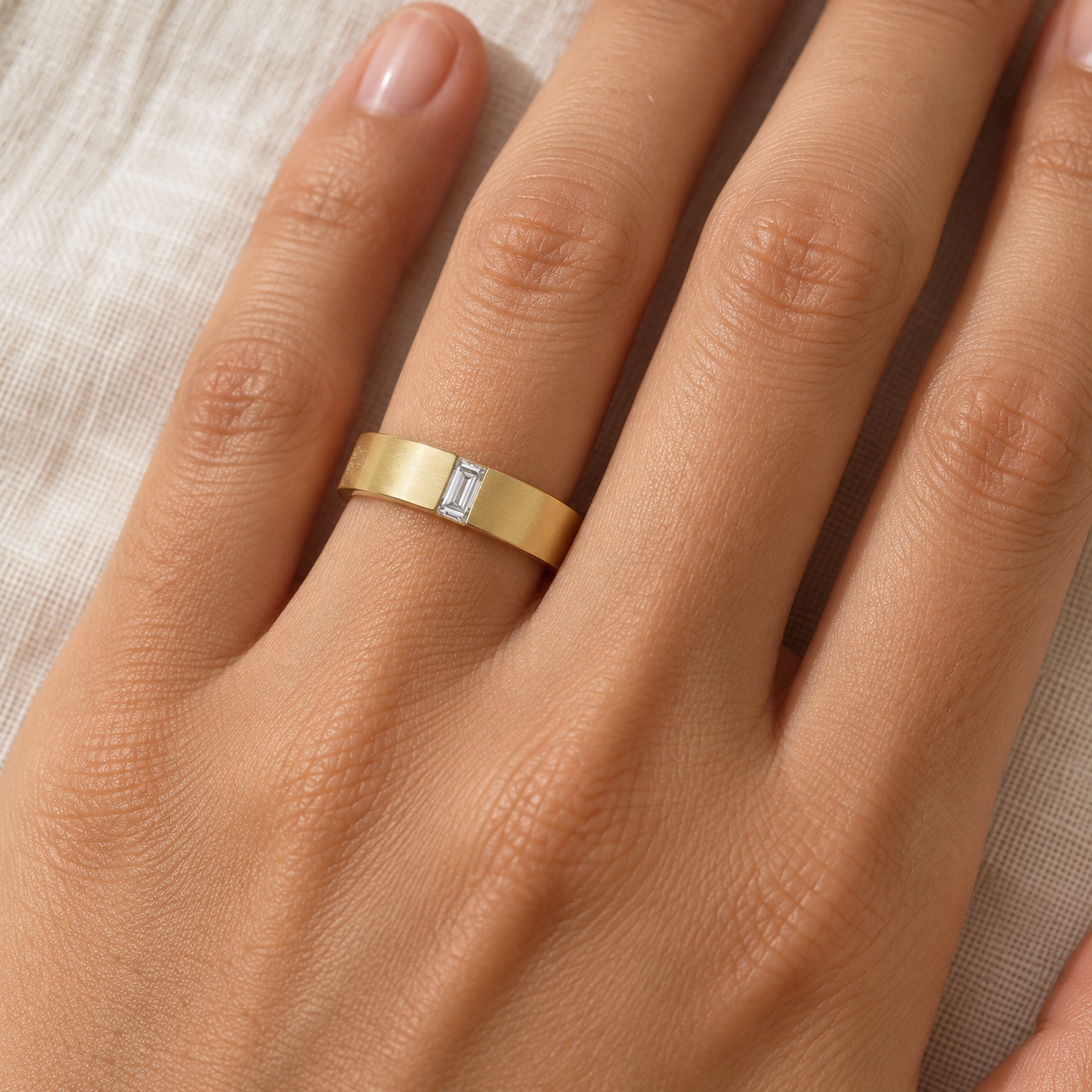 Brushed Single Baguette Band - Yellow Gold Design Reference Draft