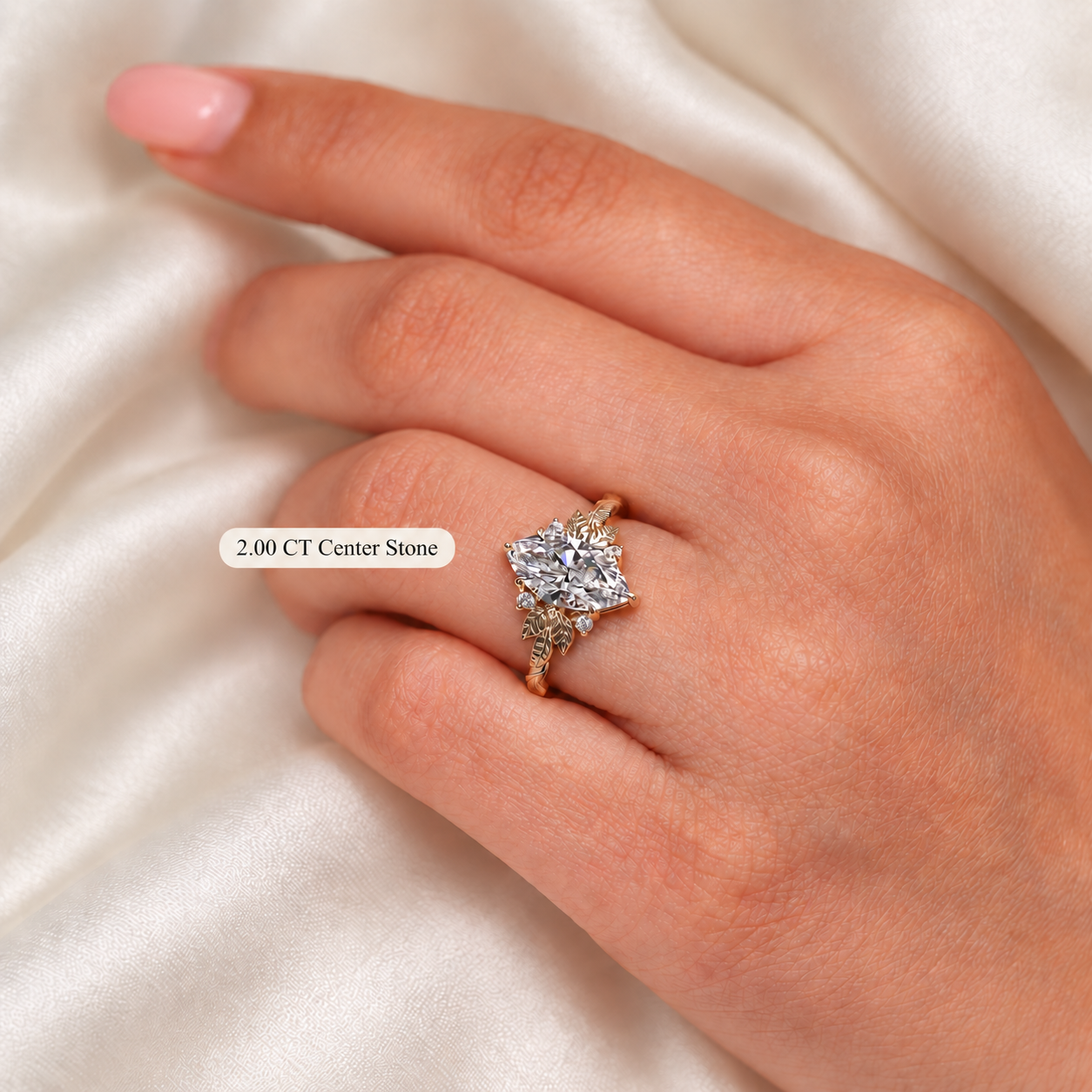 Marquise Lab Grown Diamond Engagement Ring Nature-Inspired Five Stone 14K Yellow Gold IGI Certified