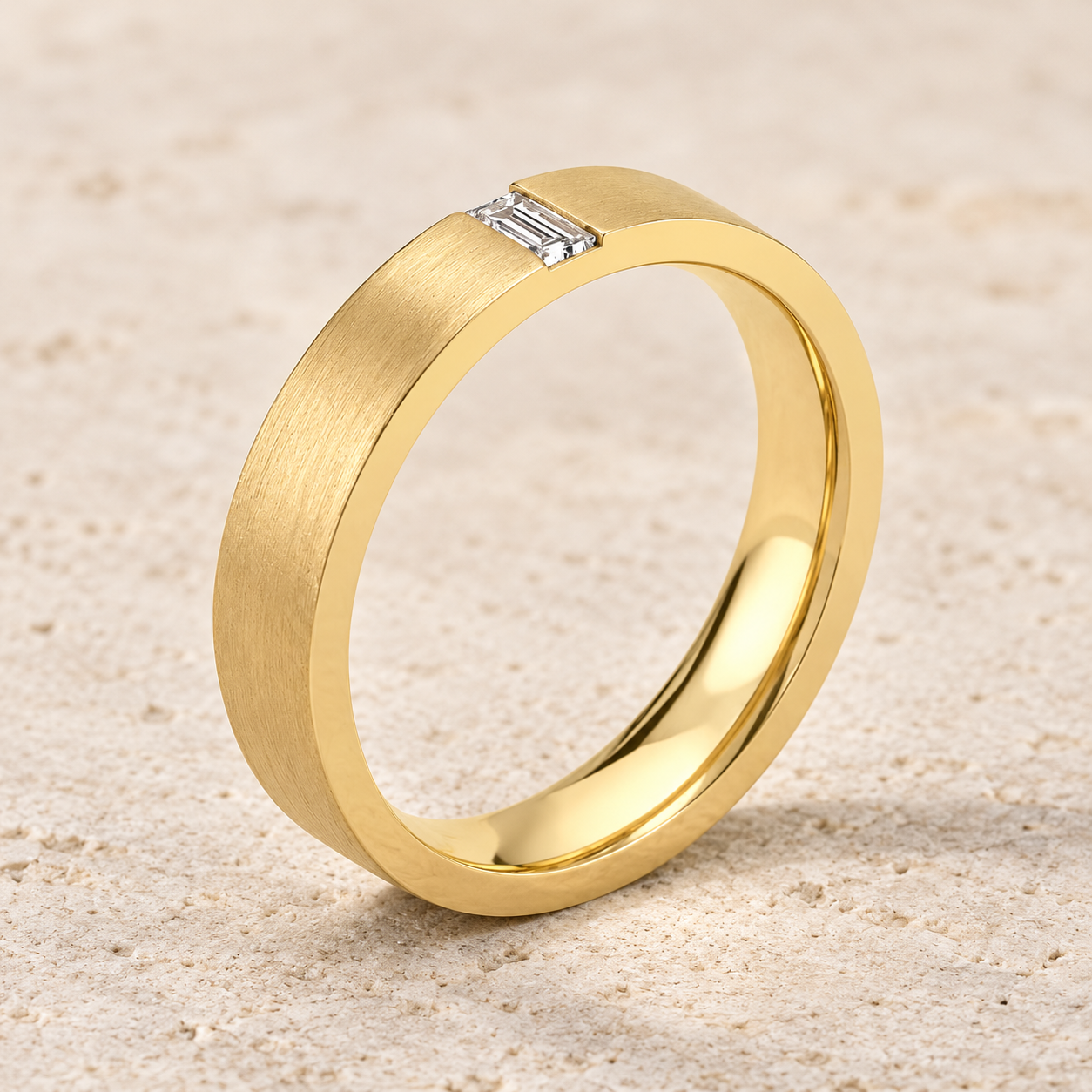 Brushed Single Baguette Band - Yellow Gold Design Reference Draft