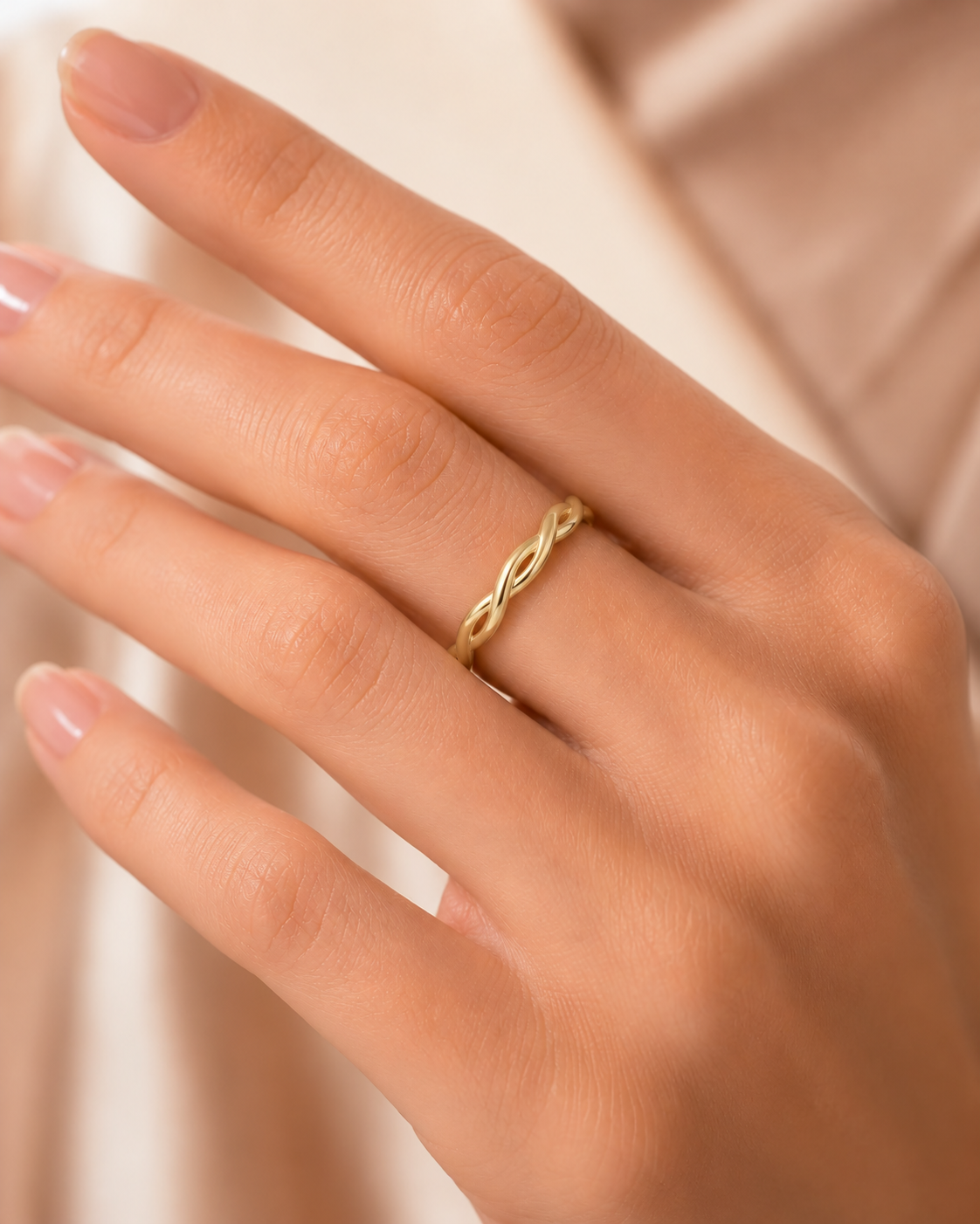 Twisted Wedding Band – Vine Twist 14K Yellow Gold – Stackable Ring for Her