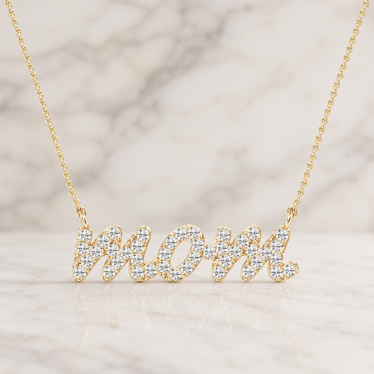 Round Lab Grown Diamond Nonna Name Pendant Necklace – 14K White Gold – 1/2ct E VVS2 Diamond-Set Letters