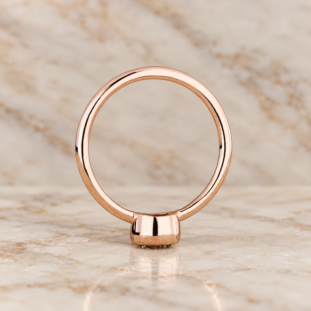 Round Lab Grown Diamond Engagement Ring Bezel Solitaire 14K Rose Gold IGI Certified E VVS2