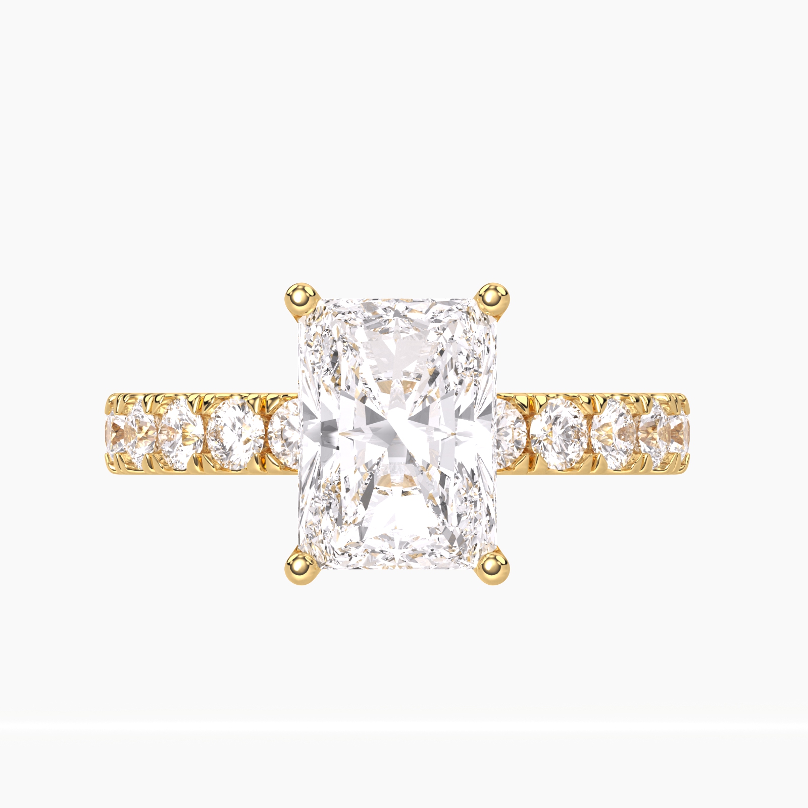 4.41 Carat Radiant Lab Diamond Engagement Ring – IGI Certified – Hidden Halo – Thick Band - 14K Gold render