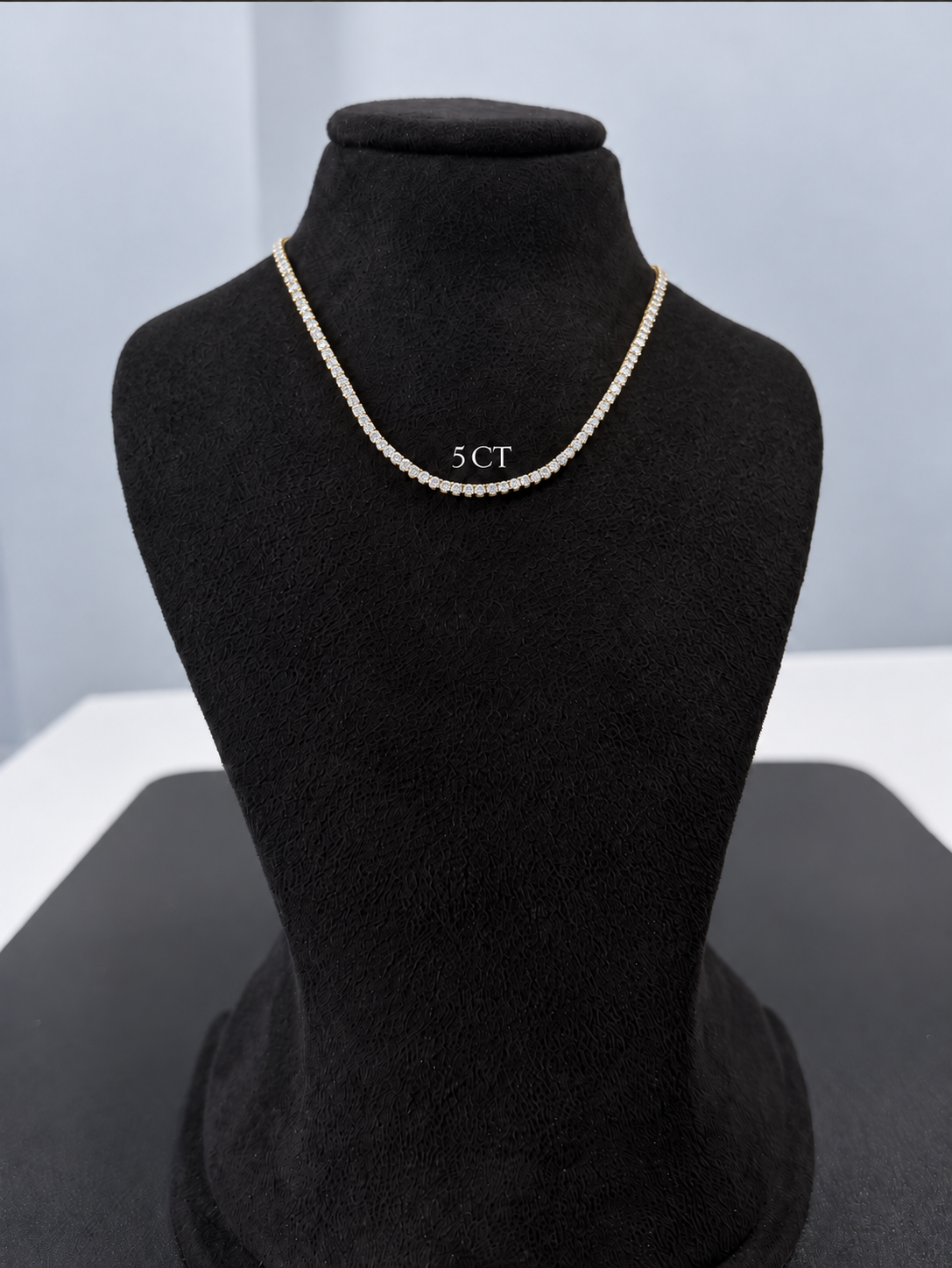 Round Lab Grown Diamond Tennis Necklace – Prong Set 14K White or Yellow Gold