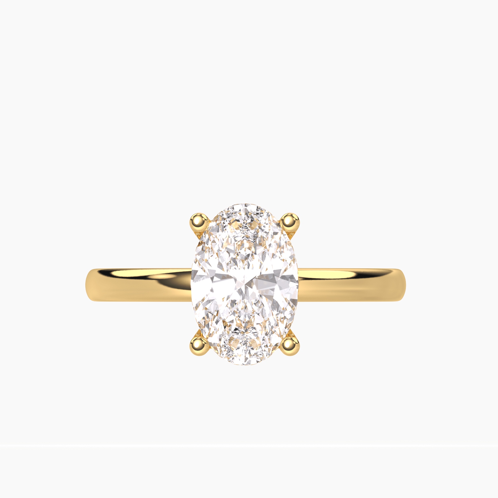 2.43 Carat Oval Lab Diamond Solitaire Engagement Ring – IGI Certified – Hidden Halo – Plain Band - 14K Gold render