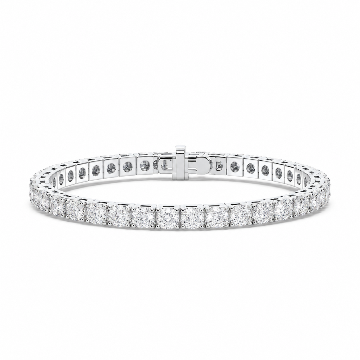Round Lab Grown Diamond Tennis Bracelet – Four-Prong 14K White or Yellow Gold