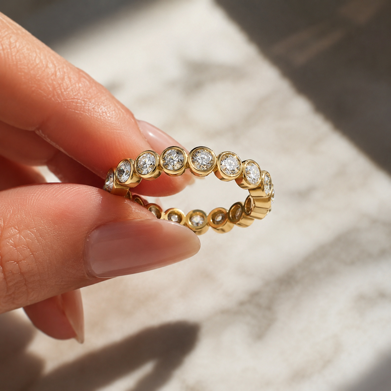 2.5 CTW Round Lab Grown Diamond Bezel Eternity Band – 14K Gold, VVS2 — view 5