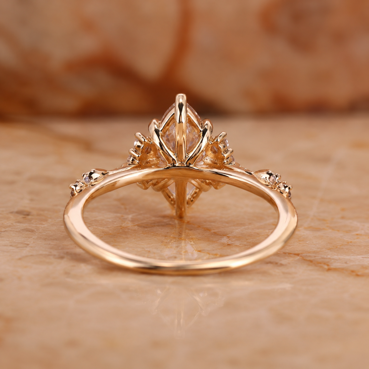Marquise Lab Grown Diamond Engagement Ring  Vintage Halo Milgrain 14K Gold  IGI Certified 1 Carat E VVS2