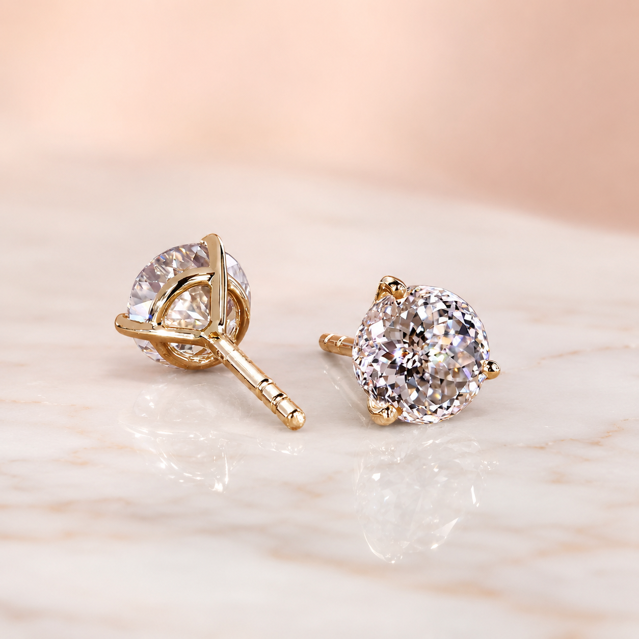 Portuguese Cut 2Ct Lab Grown Diamond Stud Earrings Martini Setting, E VVS2
