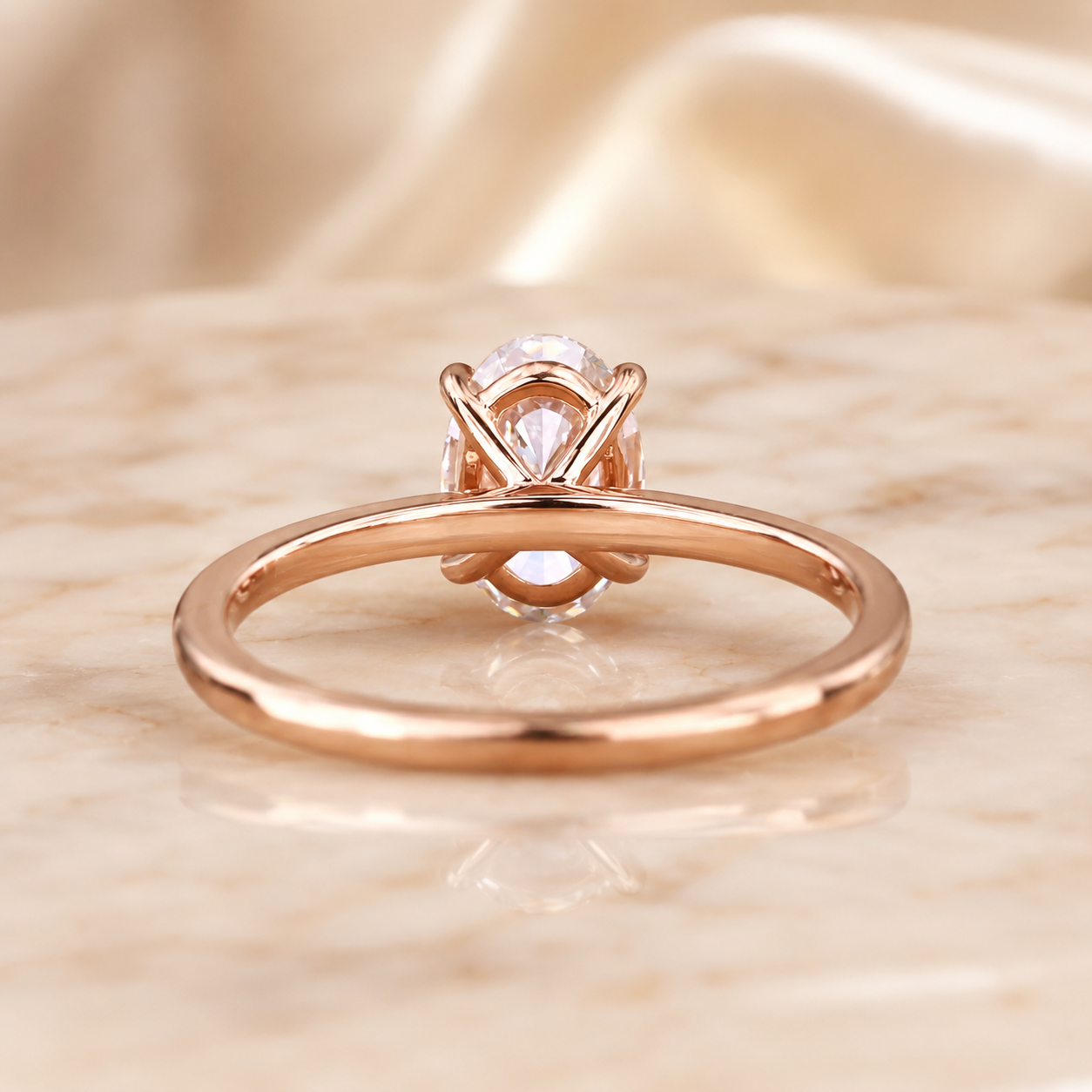 Oval Lab Grown Diamond Engagement Ring Solitaire 14K Rose Gold IGI Certified 2 Carat E VVS2