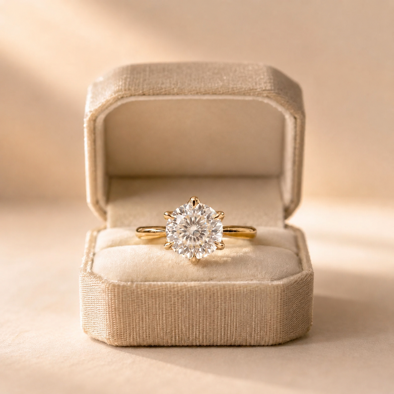 Portuguese Cut Lab Grown Diamond Engagement Ring – Floral Solitaire 14K Gold
