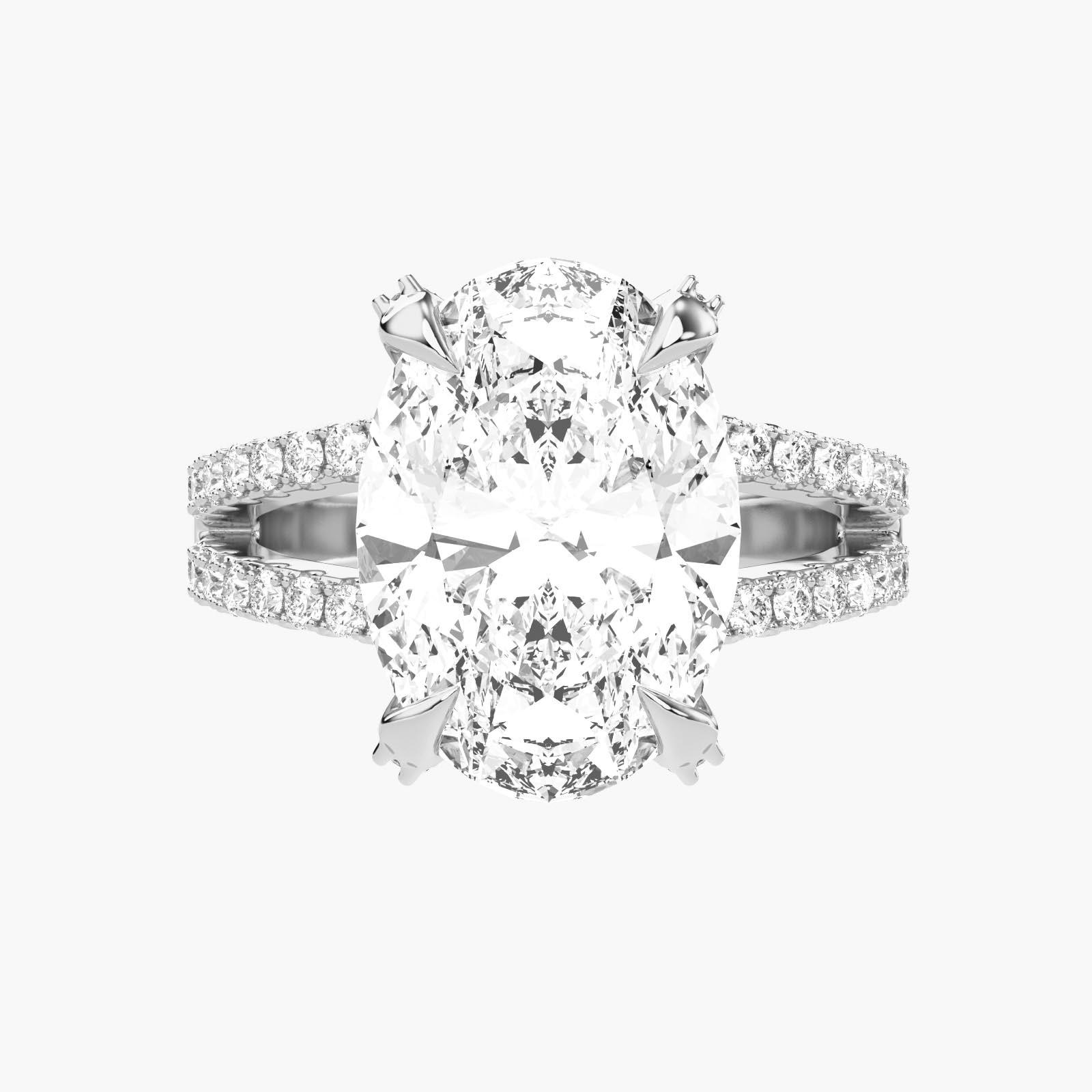 6.70 Carat Oval Lab Diamond Split Shank Engagement Ring with Pave – IGI Certified render